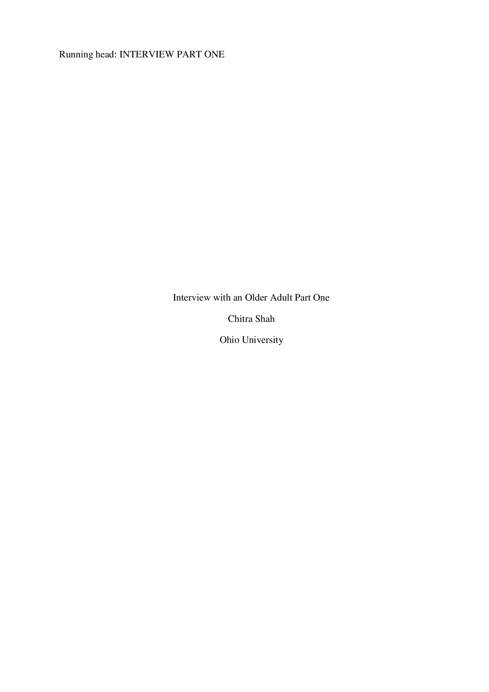 NRSE 4560 Elderly interview part 1 latest update 2021