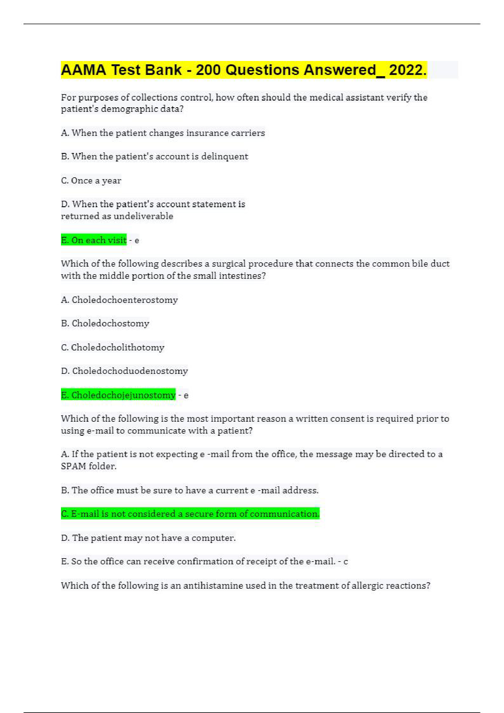 CMA (AAMA) Exam AAMA Prep Test - 758 Questions and Answers, Distinction Level Assignment Has everything Fall 2021,2022.