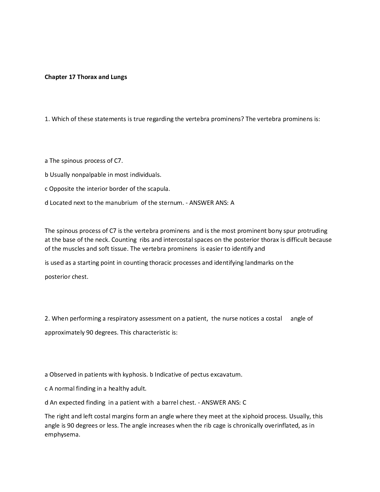 Chapter 17 Thorax and Lungs