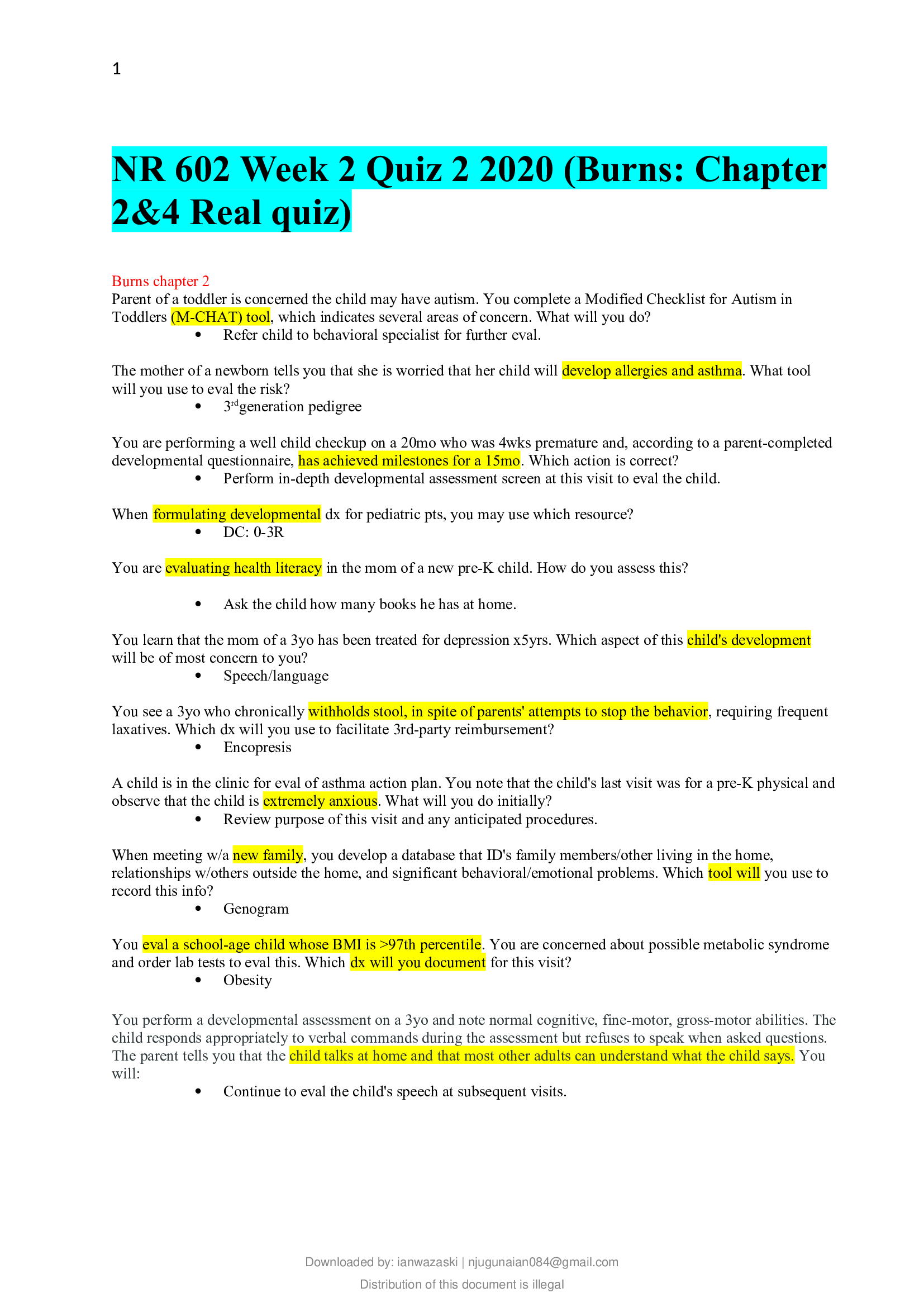 NR 602 Week 2 Quiz 2 2020 (Burns; Chapter 2&4 Real quiz)