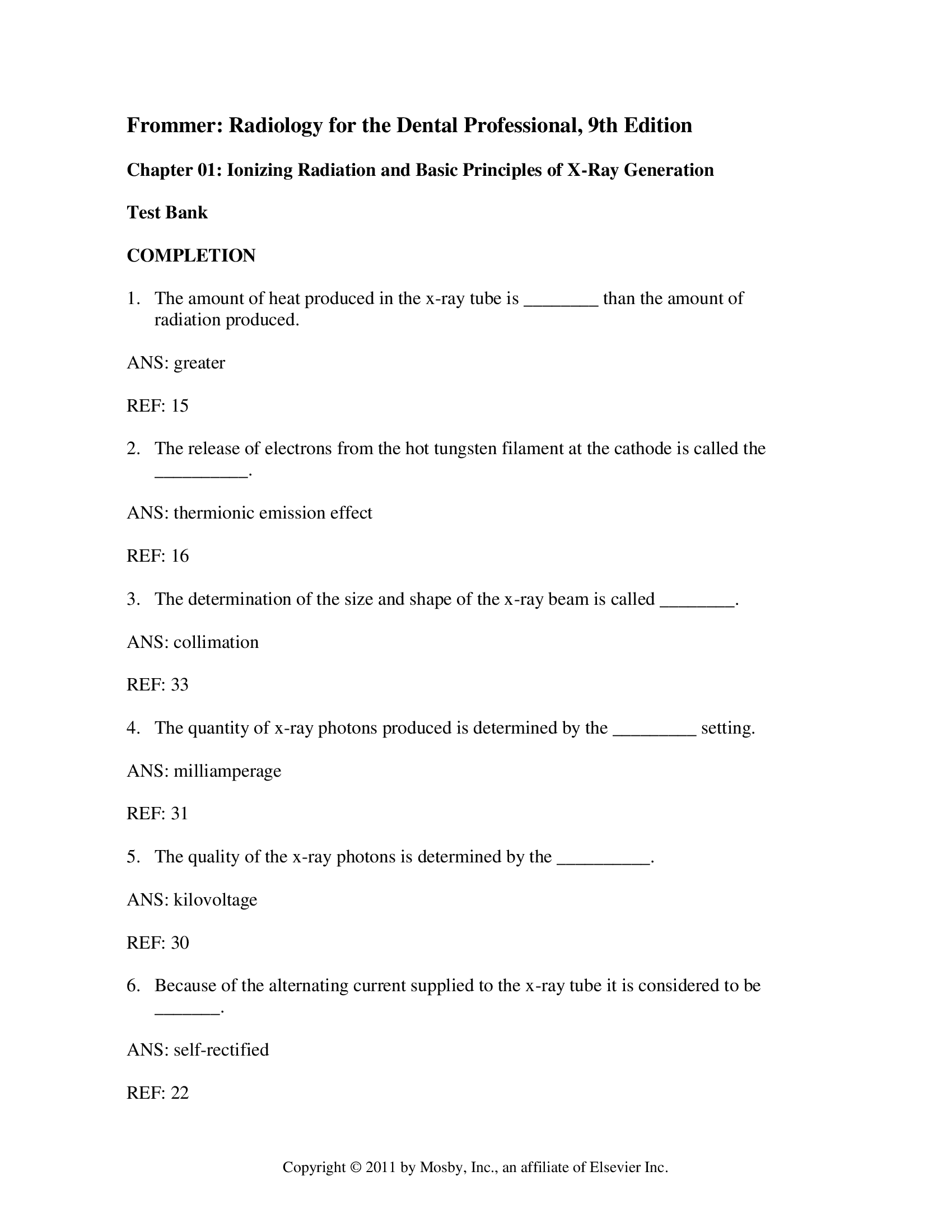 Test Bank for Radiology for the Dental Professional 9th Edition by Frommer