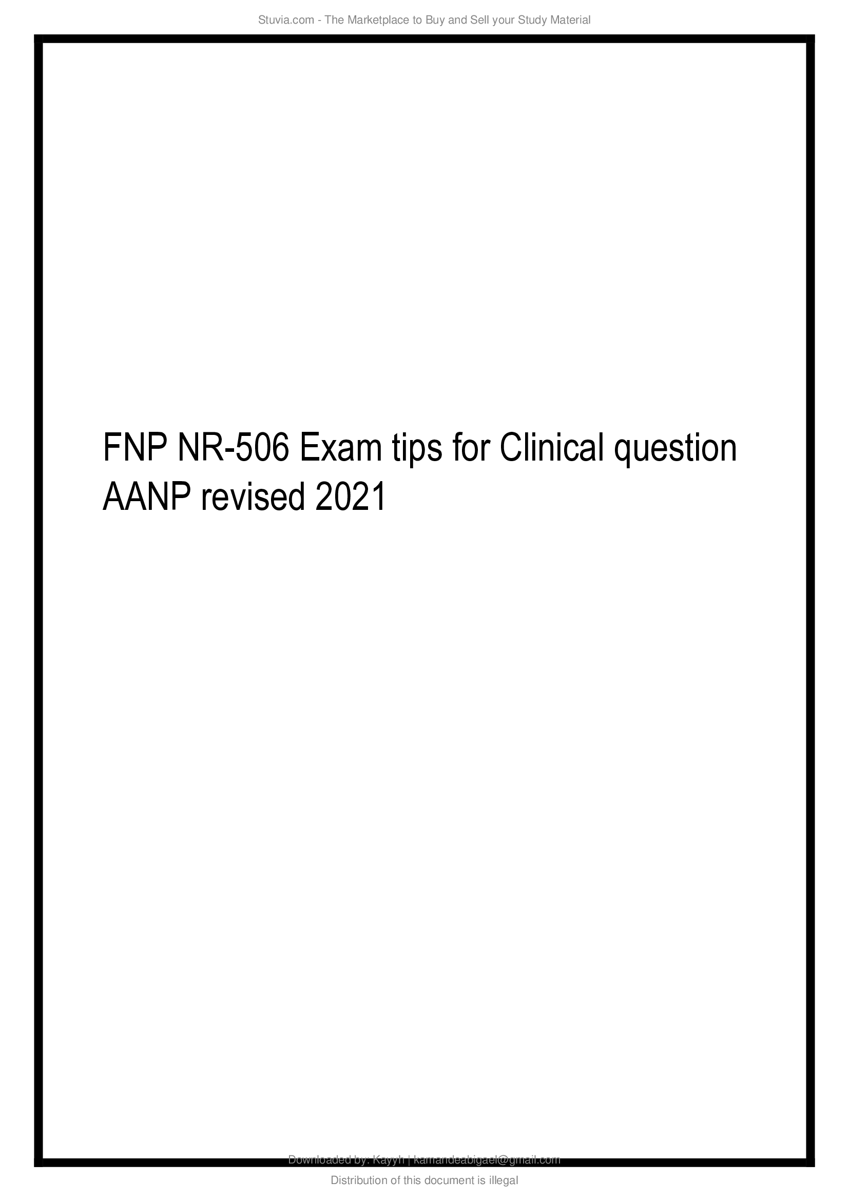 FNP NR-506 Exam tips for Clinical question AANP revised 2021