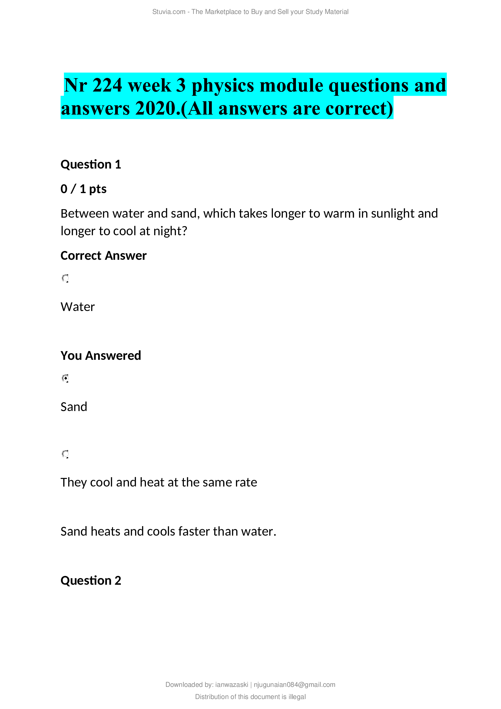 Nr 224 week 3 physics module questions and answers 2020.(All answers are correct)