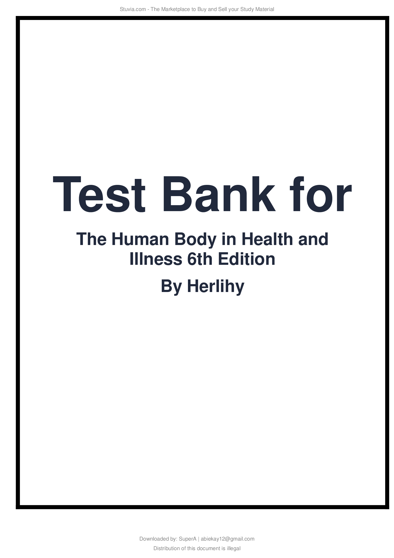 TEST BANK FOR HUMAN BODY IN HEALTH AND DISEASE 7TH EDITION BY PATTON