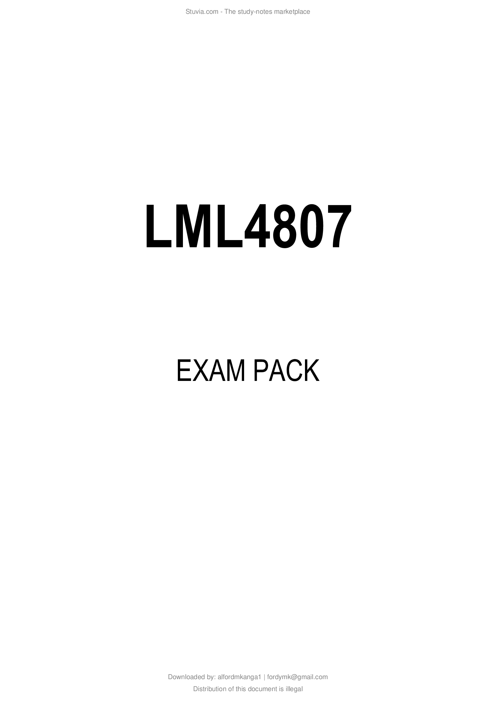 LML4807 EXAM PACK 2021