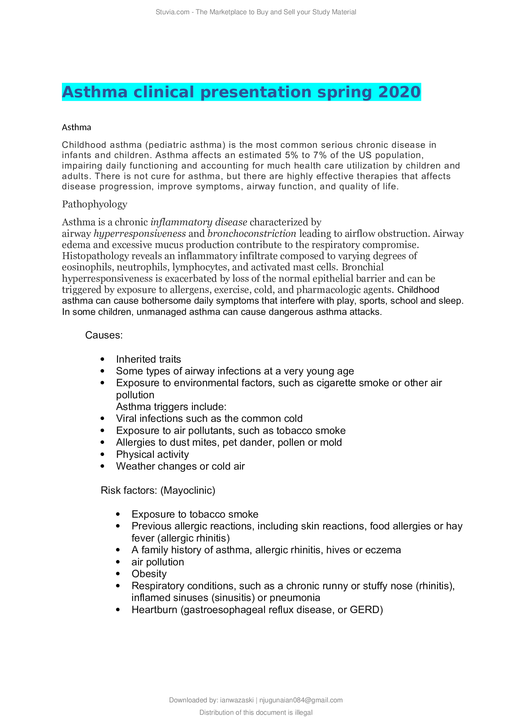 Asthma clinical presentation spring