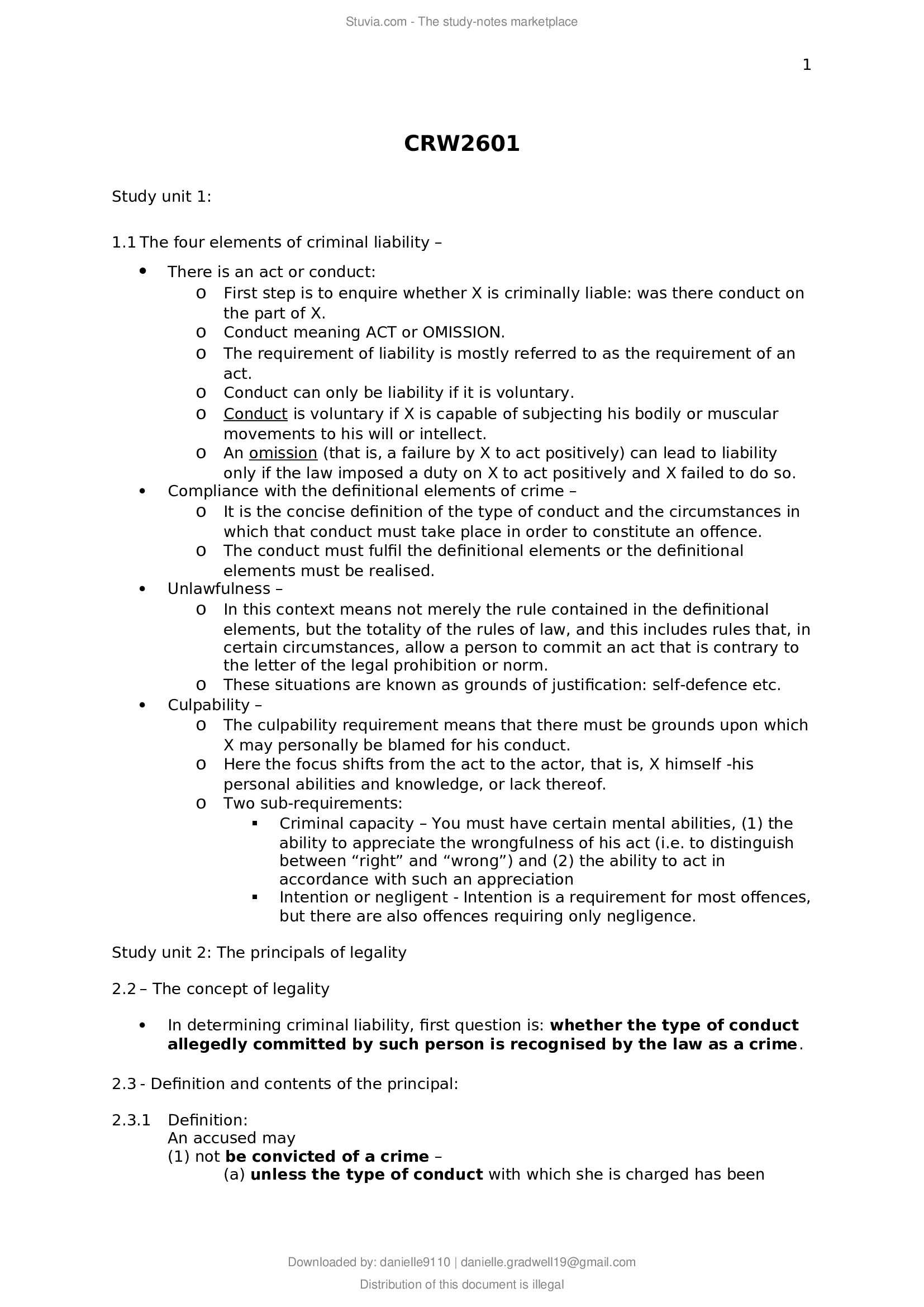 CRW2601 – SUMMARY STUDY UNIT 1-16 (LATEST 2021)