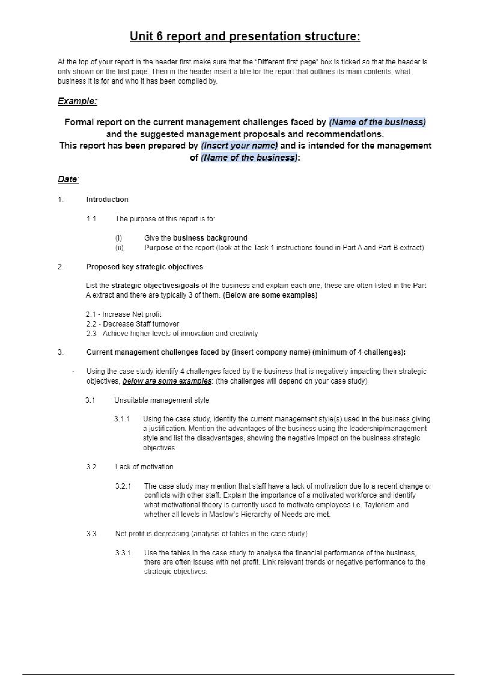 Summary Unit 6 Principles of Management January 2022 EXAM STRUCTURE (The Fachetti Group)