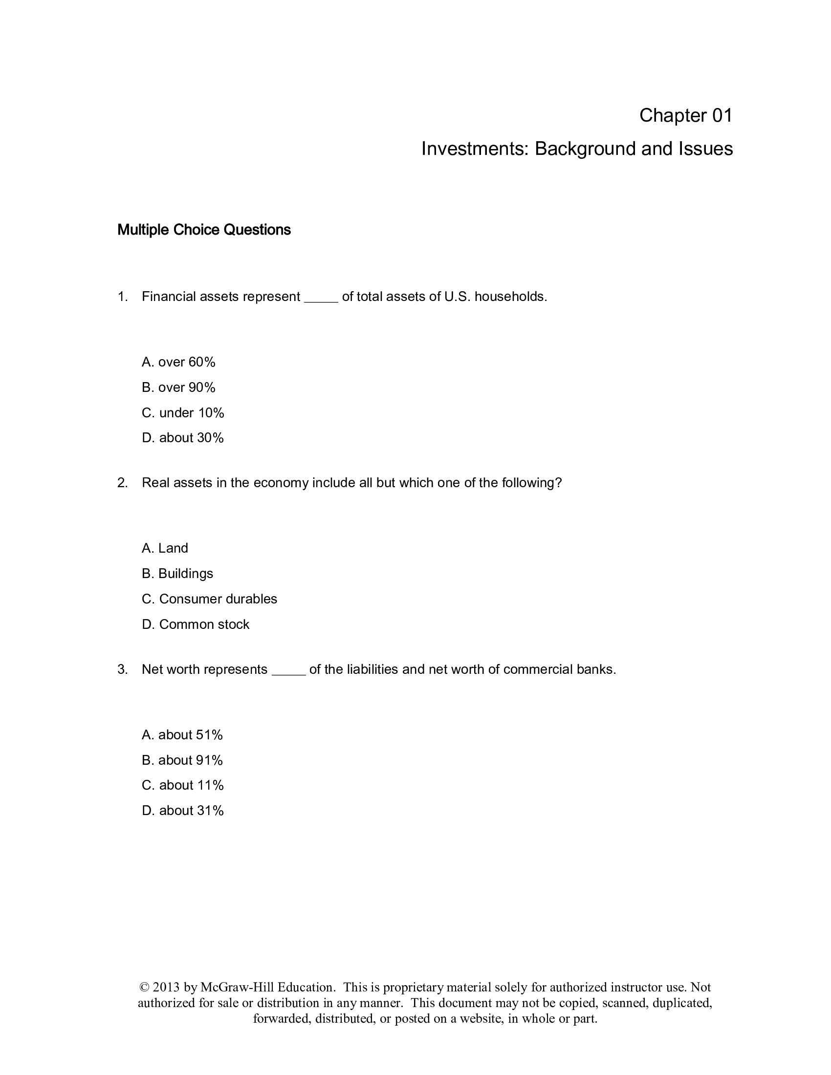 Test Bank For Essentials Of Investments 9th Edition  Bodie