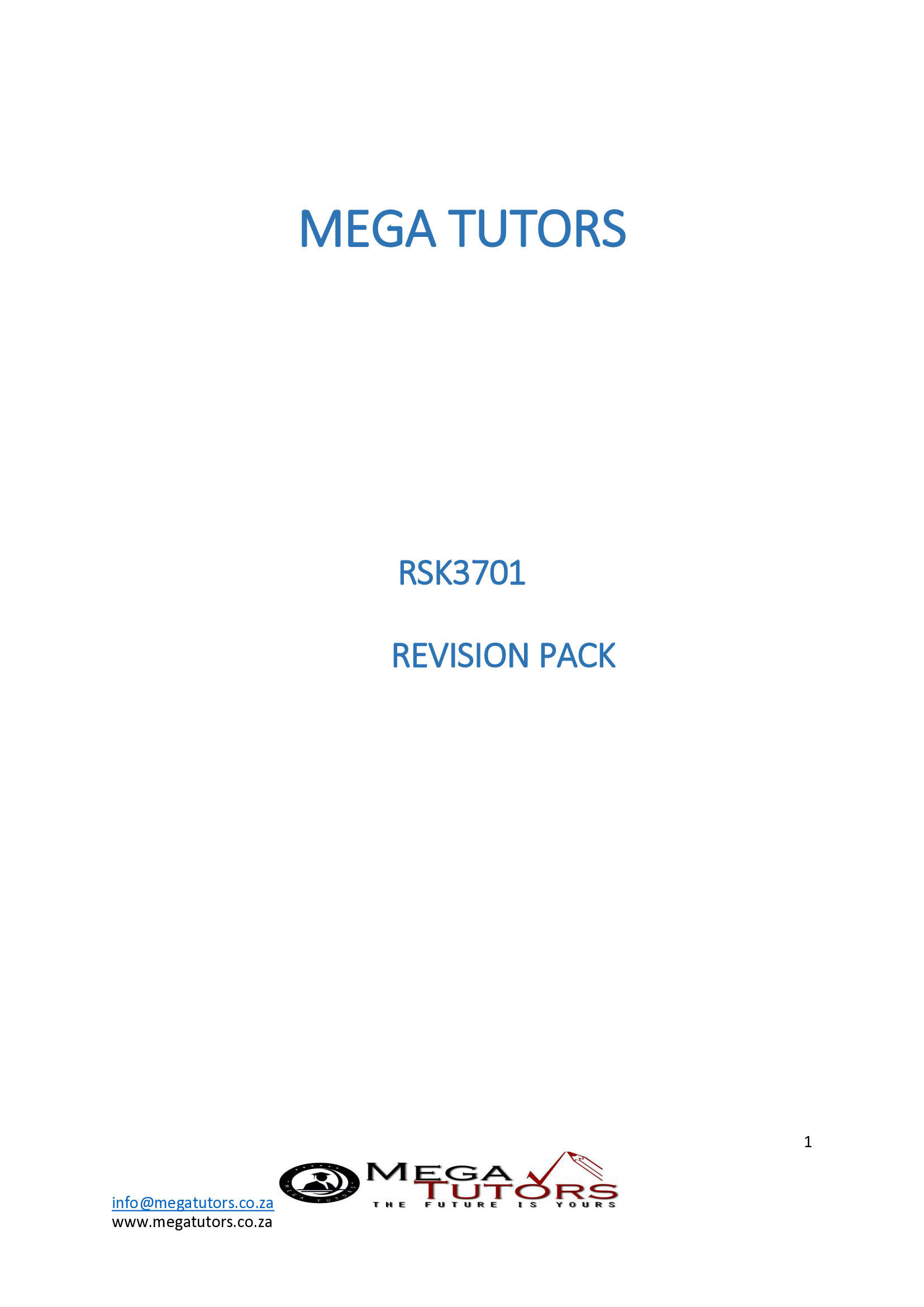 RSK3701 EXAM PACK