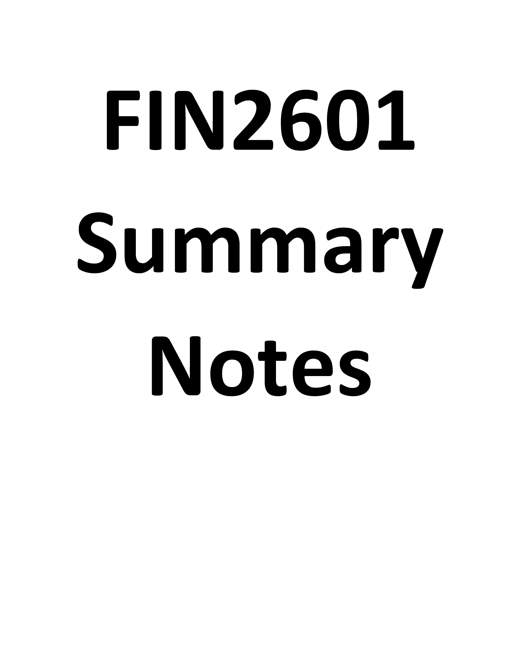 FIN2601 - Notes (Summary)