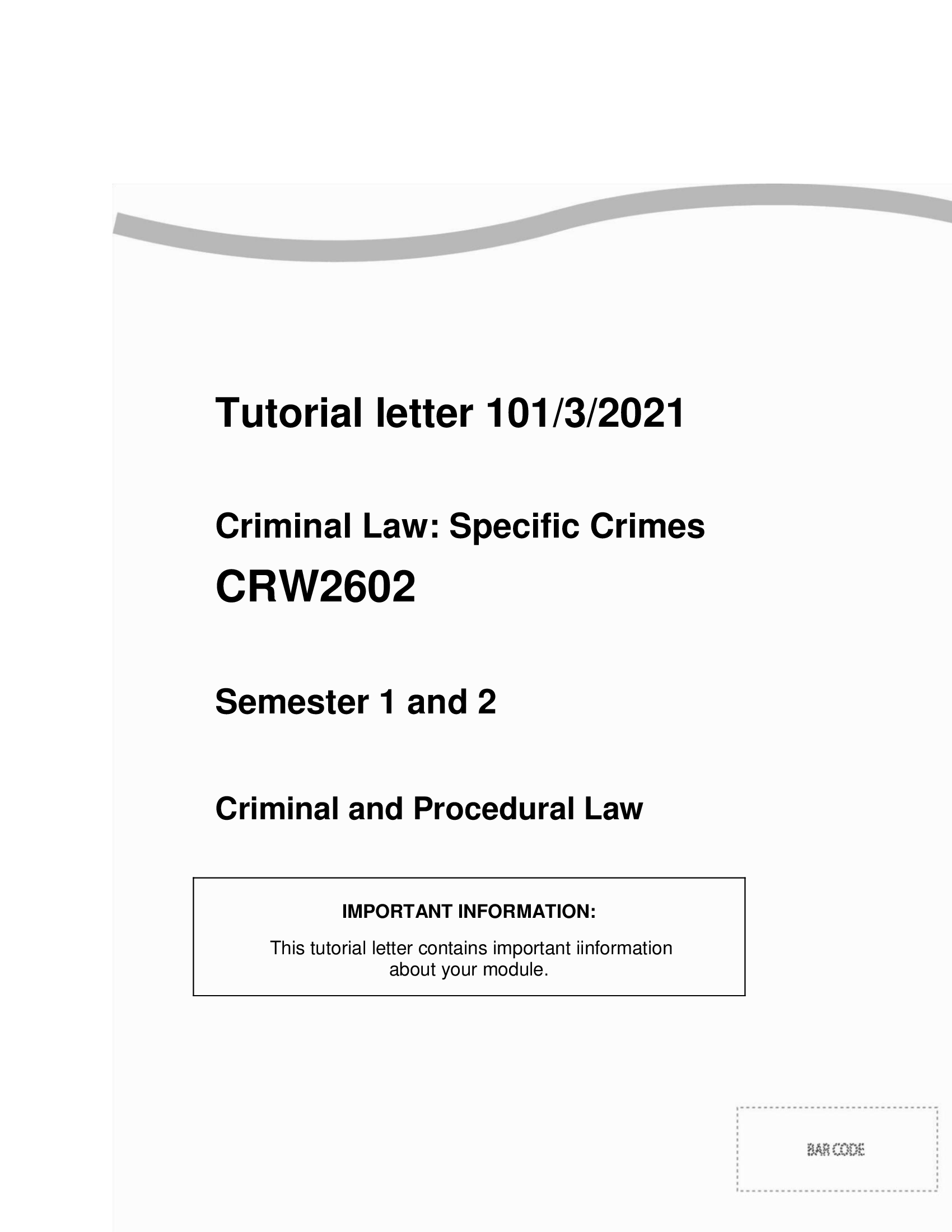 CRW2602 Assignment 2 Semester 1 & 2 LATEST 2021