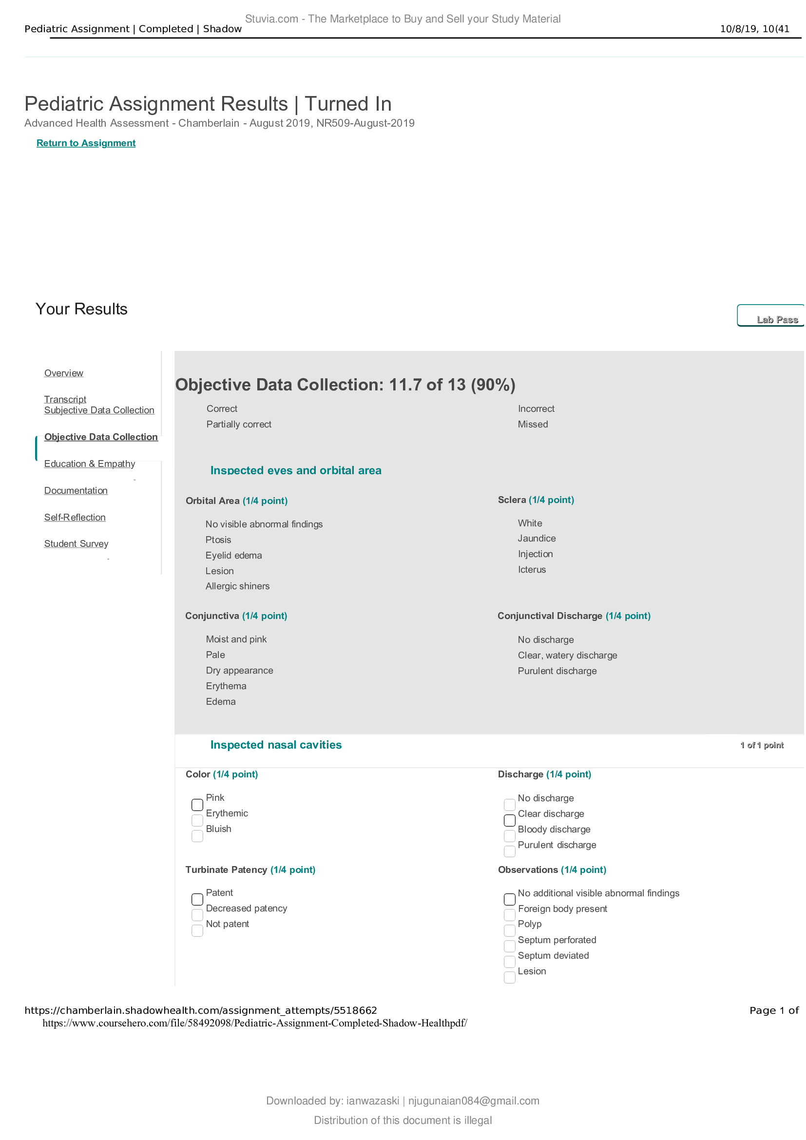 Pediatric Assignment  Completed