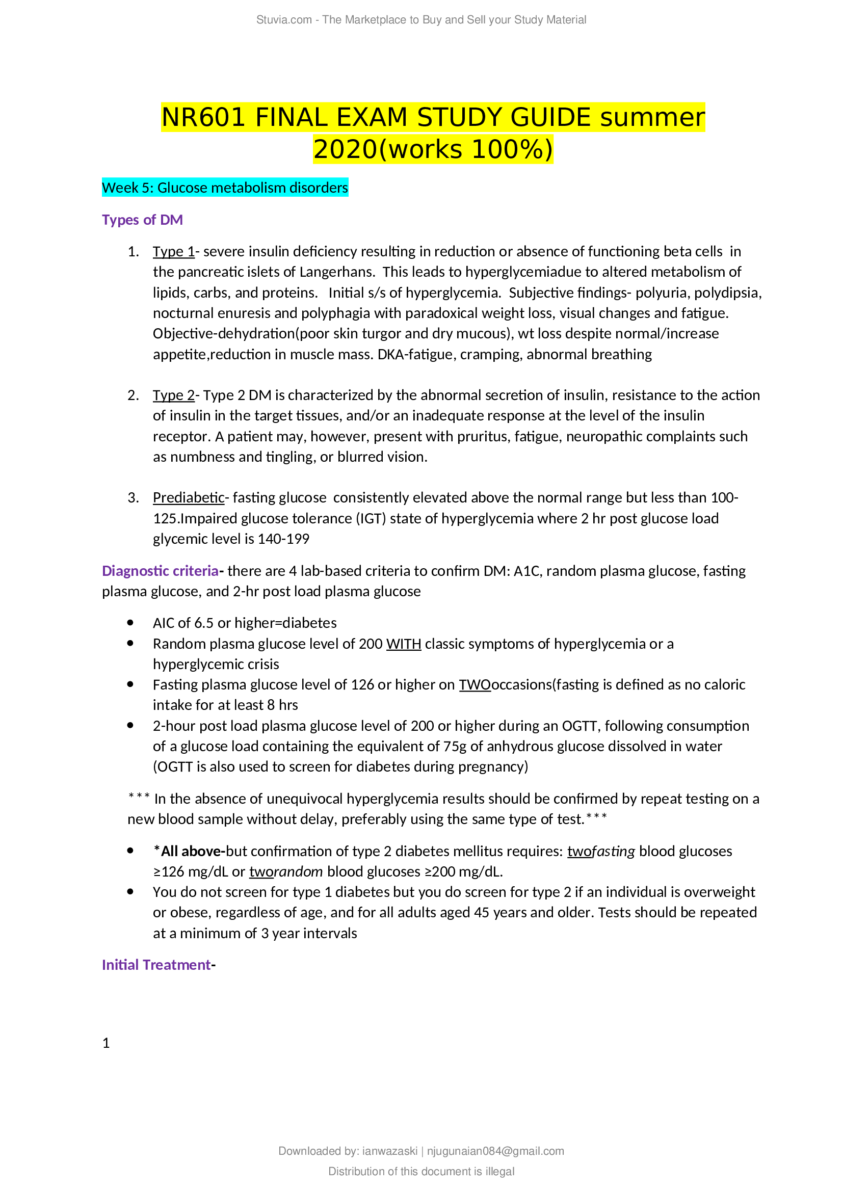 NR601 FINAL EXAM STUDY GUIDE summer 2020