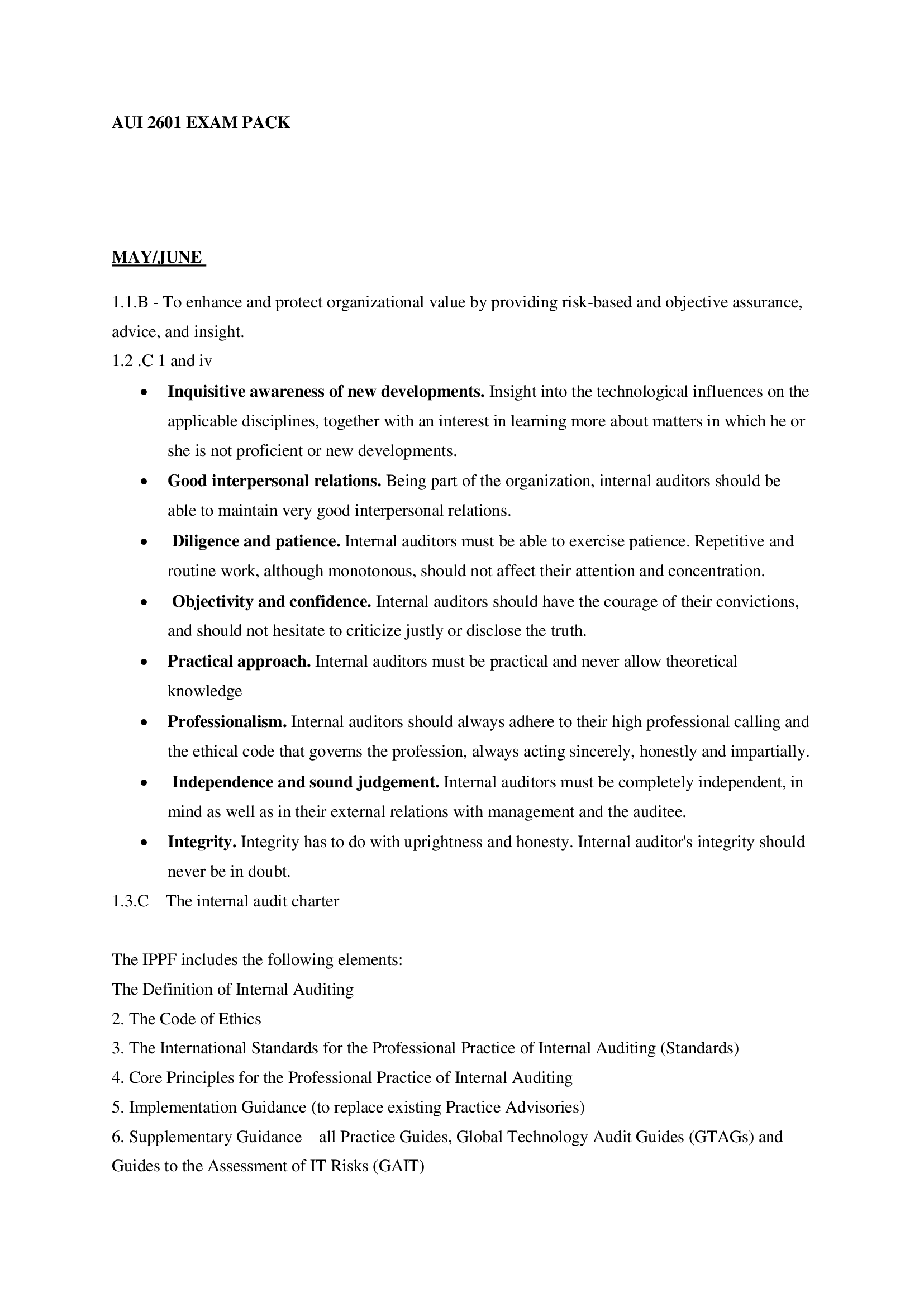 AUI 2601 EXAM PACK 2021