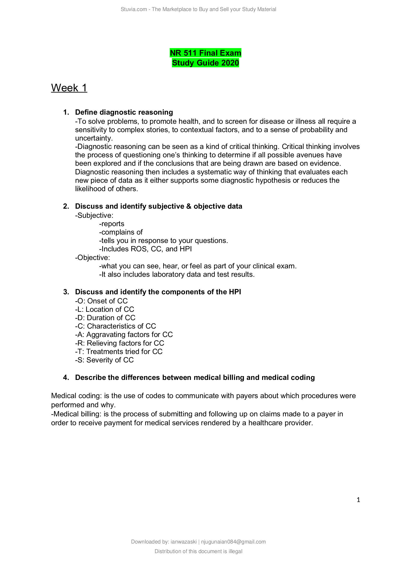 NR 511 Final Exam Study Guide