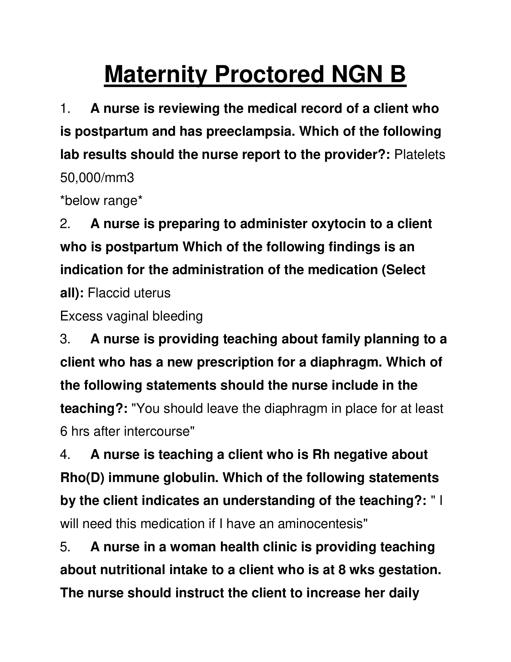 Maternity Proctored NGN B 2023