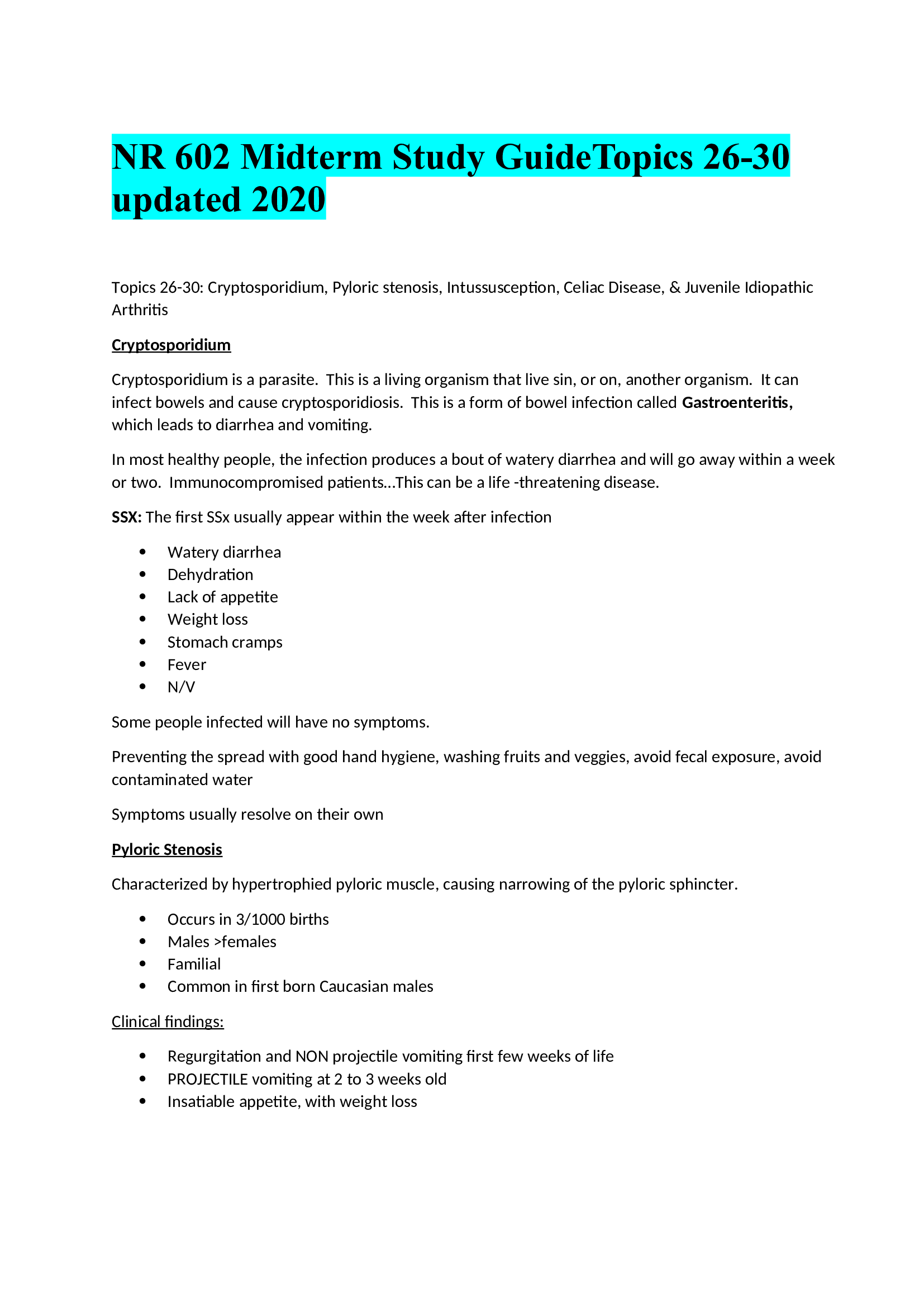 NR 602 Midterm Study Guide Topics 26-30 updated 2020