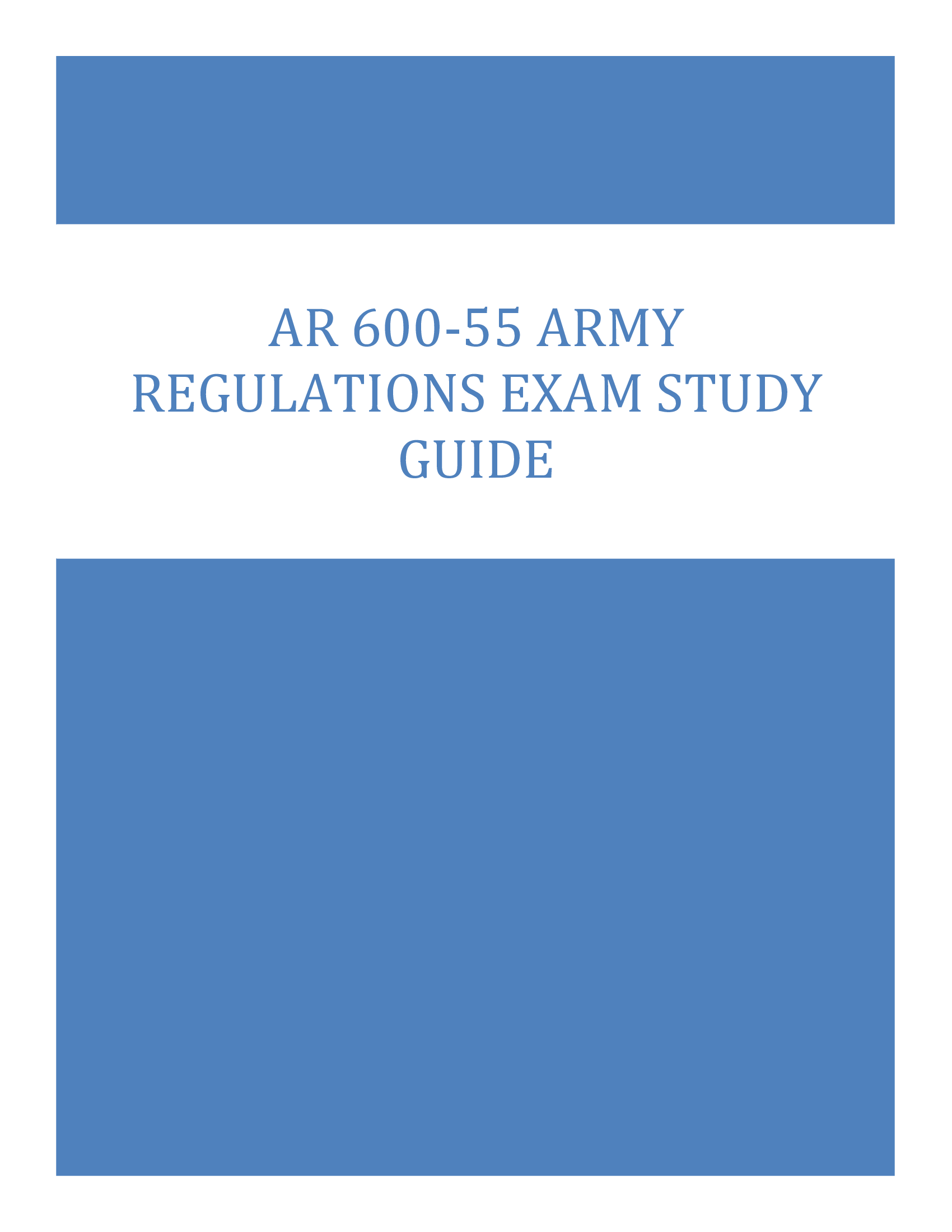 AR 600-55 Army Regulations Exam Study Guide