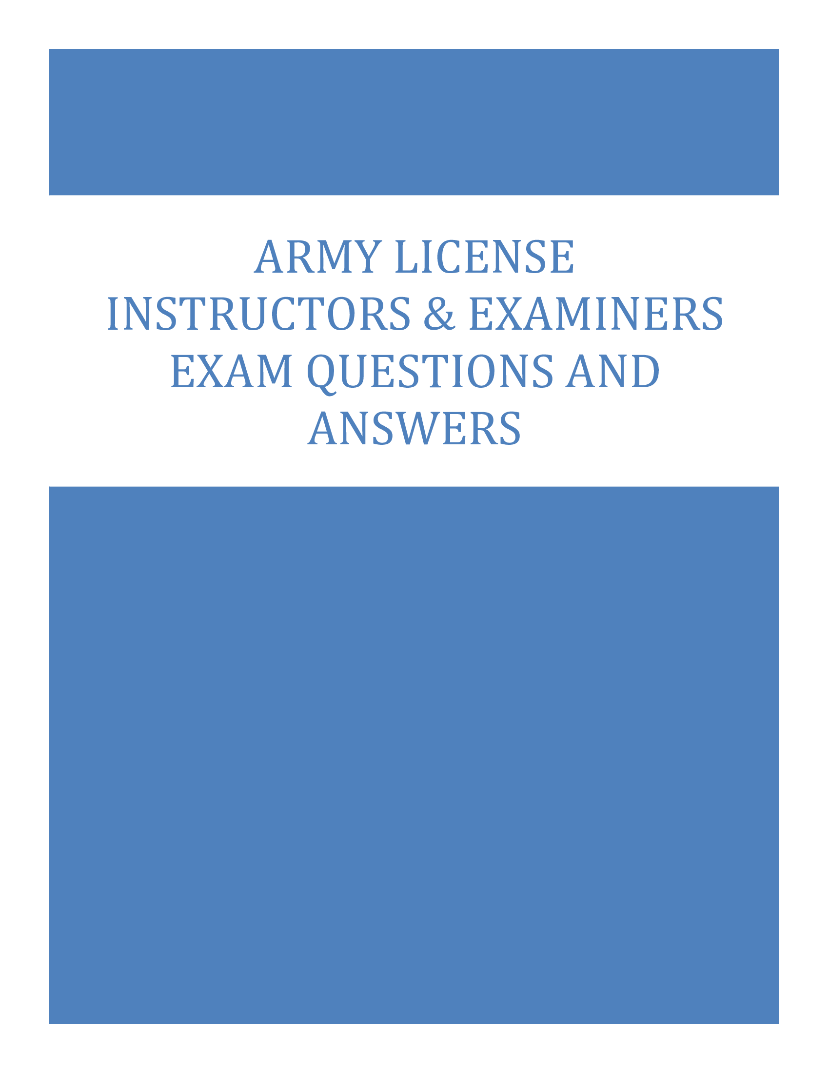 2026 Army License Instructors and Examiners Exam Prep | Real Exam Q&A