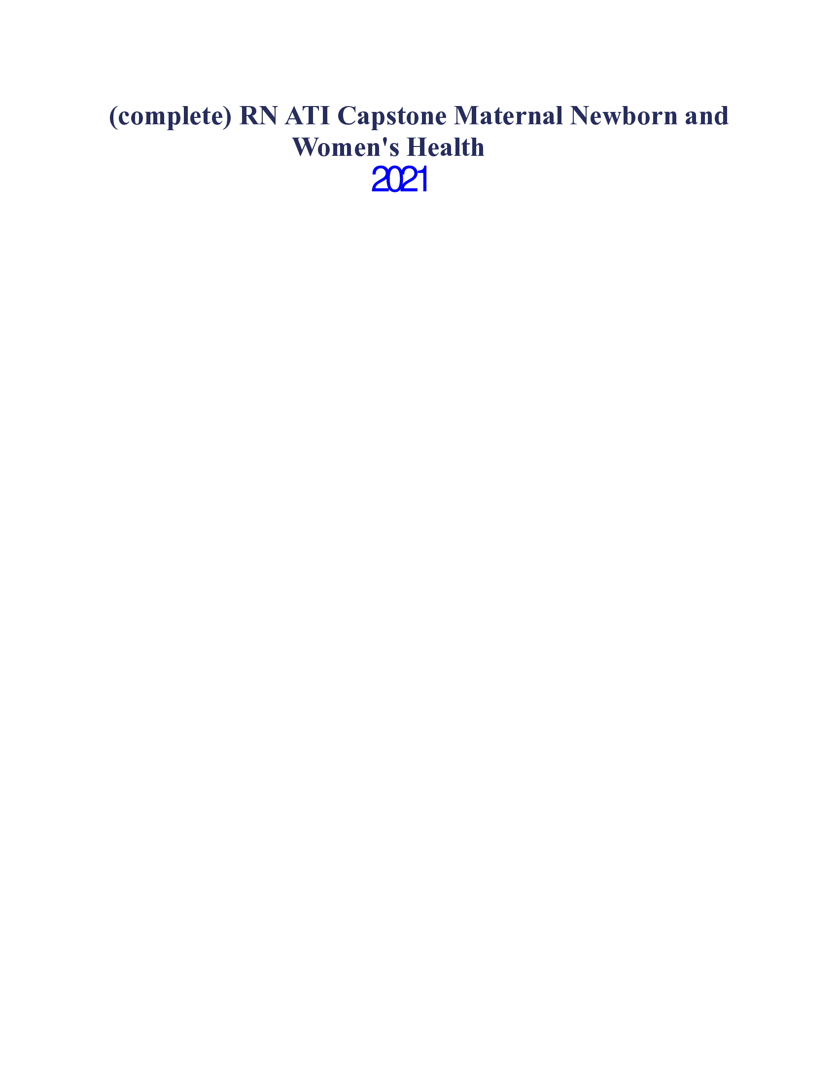 RN ATI Capstone Maternal Newborn and Womens Health 2026