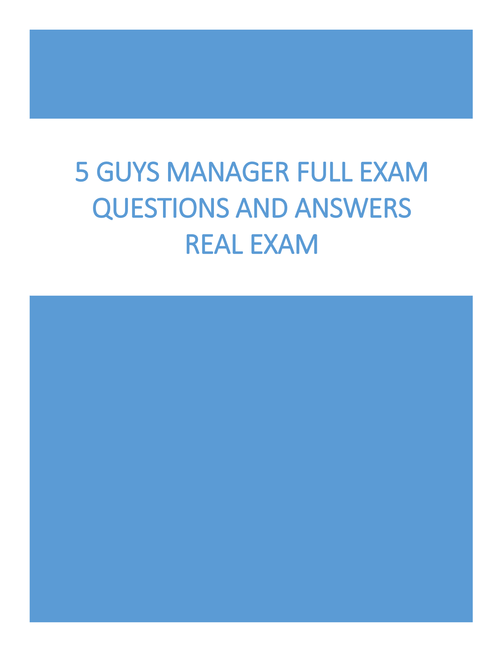 5 Guys Manager Full Exam Questions and Answers 2026 Real Exam