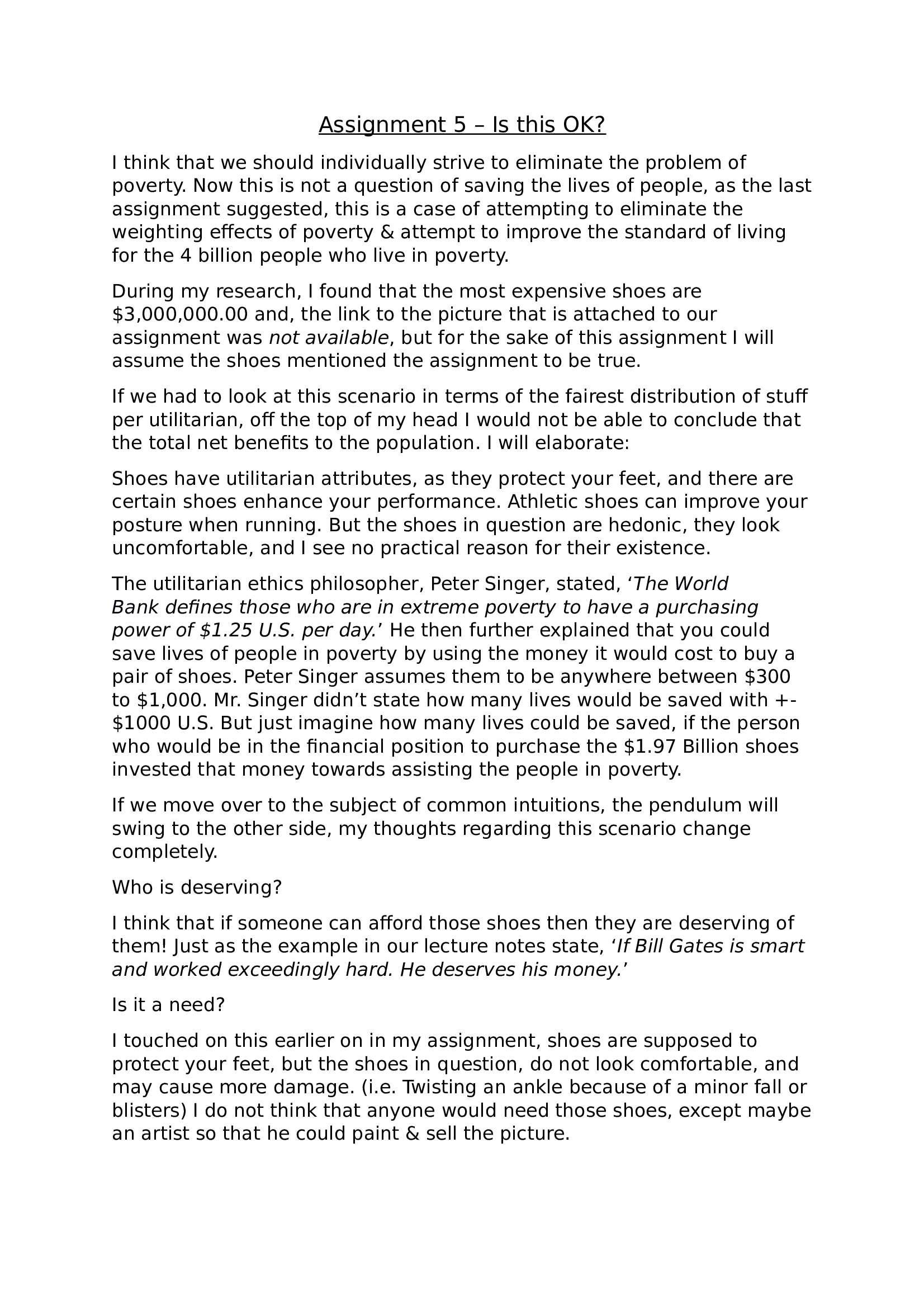 SUS1501 - Assignment 5 Fair is Fair