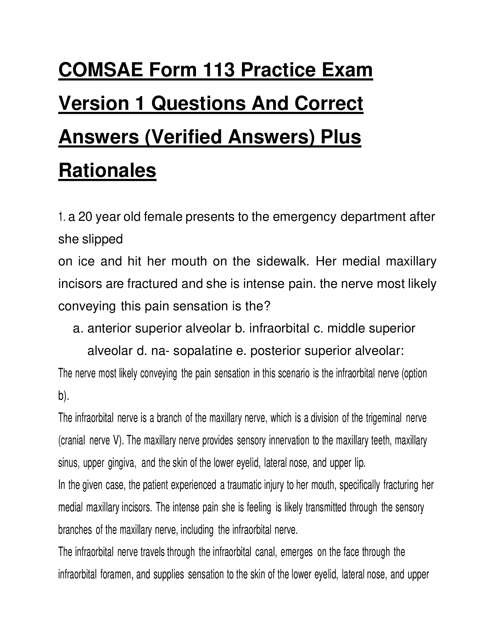 COMSAE Form 113 Practice Exam Version 1 Questions And Correct Answers 2026