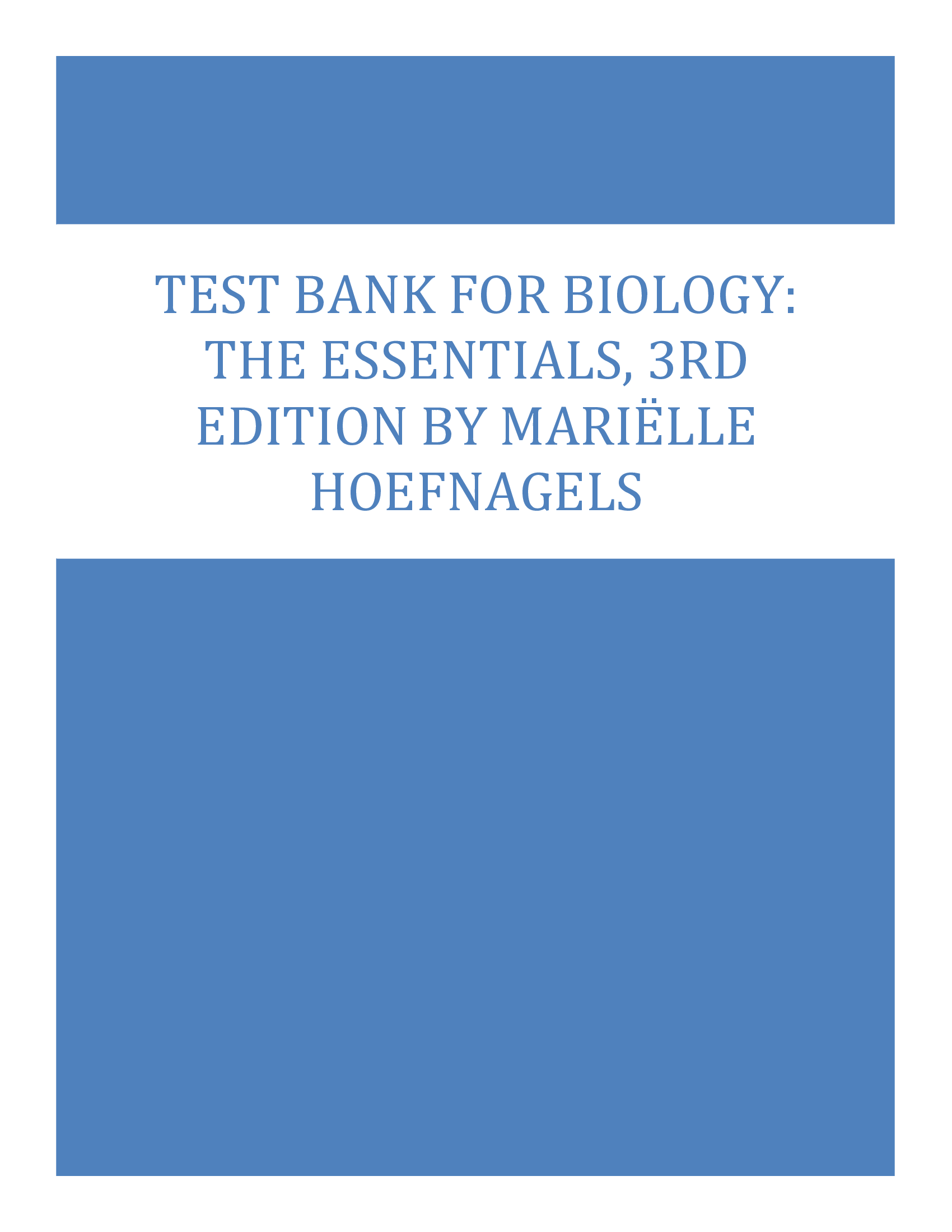 TEST BANK FOR BIOLOGY THE ESSENTIALS 3RD EDITION HOEFNAGELS