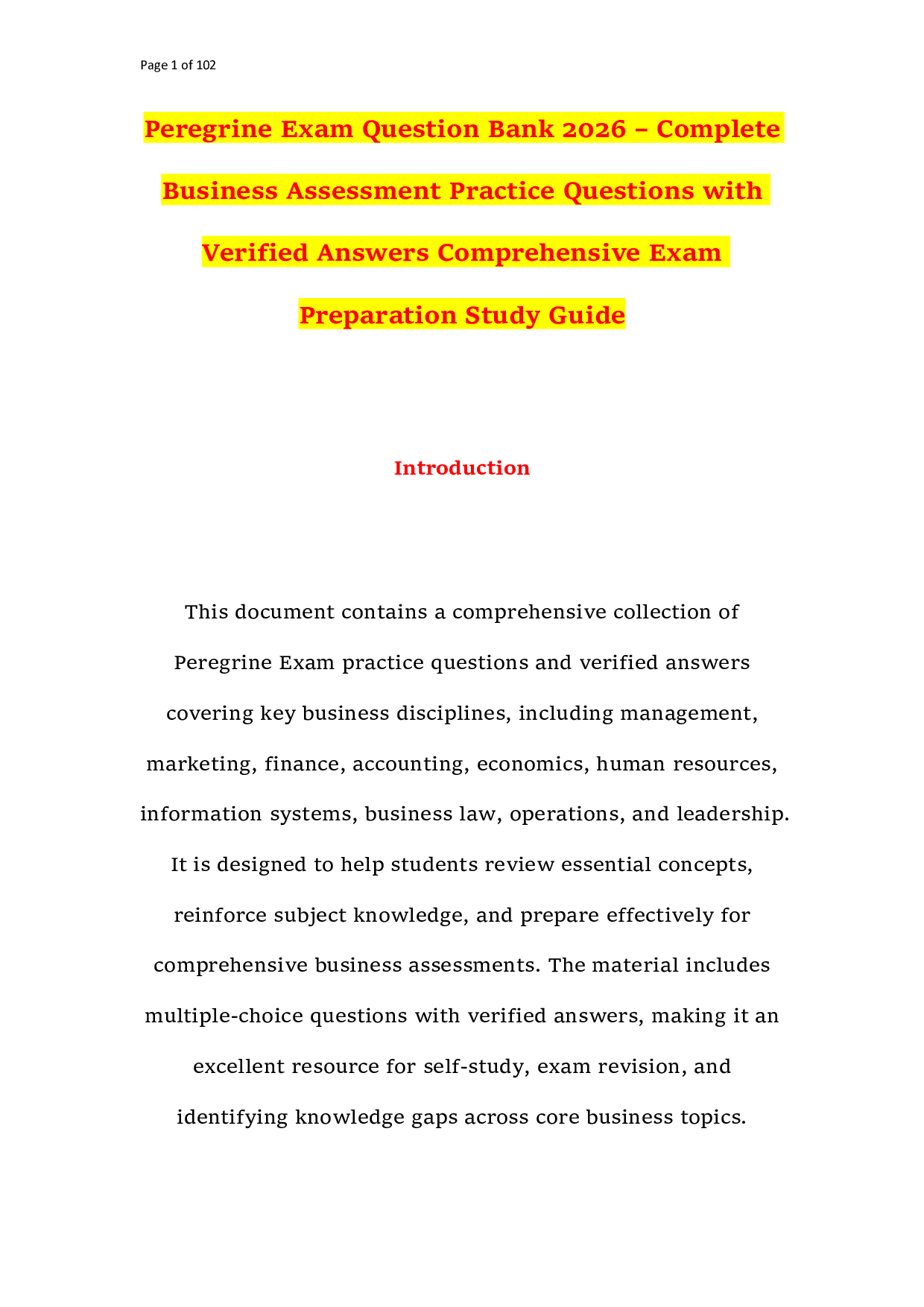 Peregrine Exam Question Bank 2026 – Complete Business Assessment Practice Questions with Verified Answers Comprehensive Exam Preparation Study Guide