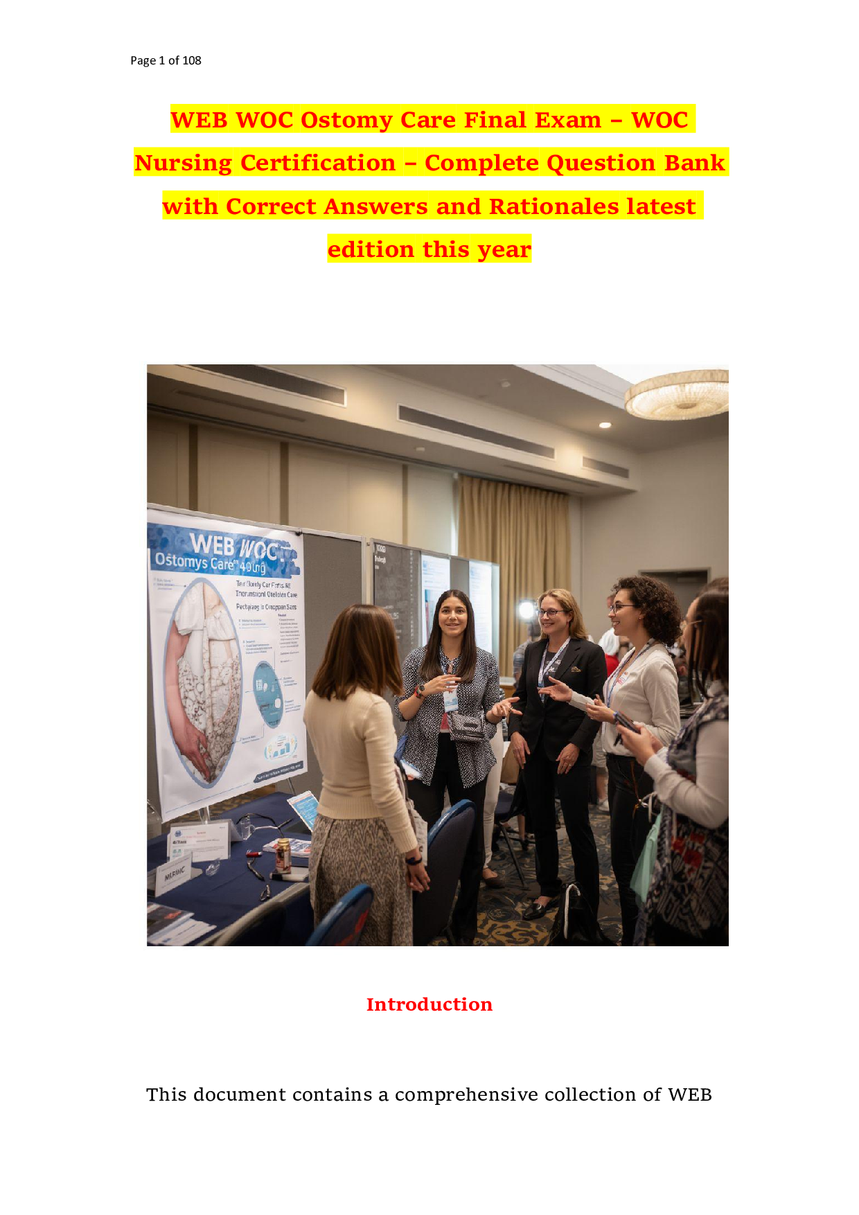 WEB WOC Ostomy Care Final Exam – WOC Nursing Certification – Complete Question Bank with Correct Answers and Rationales latest edition this year