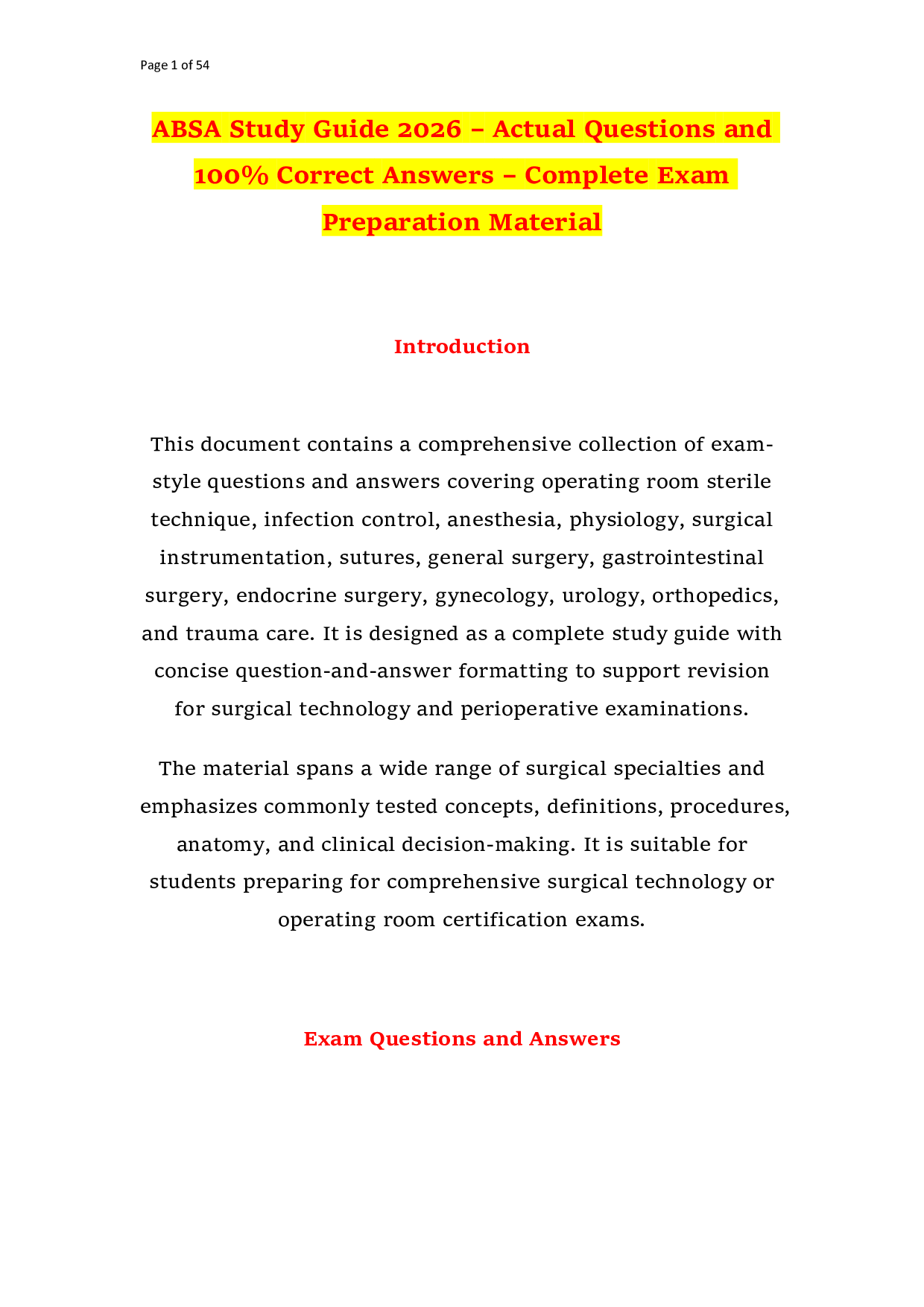 ABSA Study Guide 2026 – Actual Questions and 100% Correct Answers – Complete Exam Preparation Material