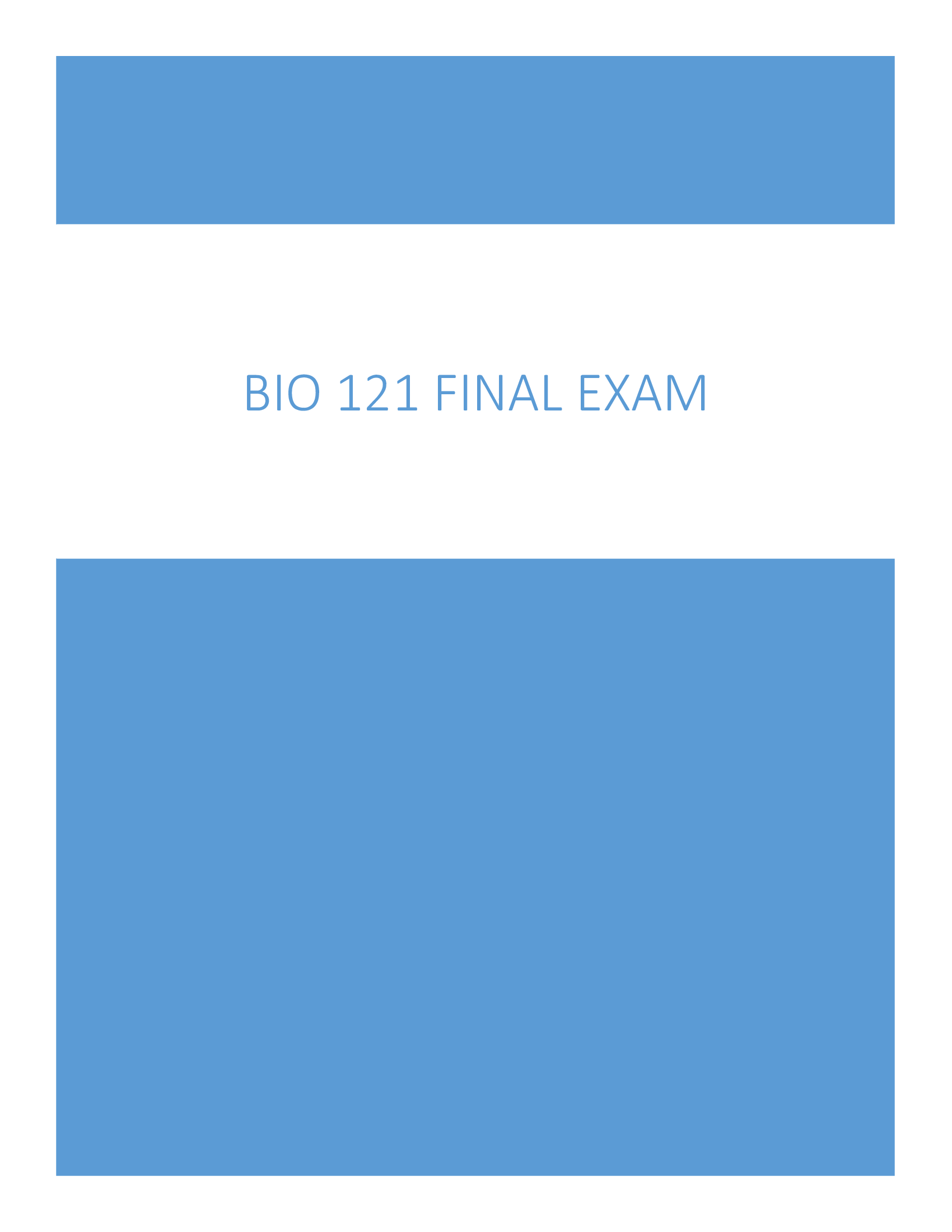 BIO 121 Final Exam 2026 with Answers