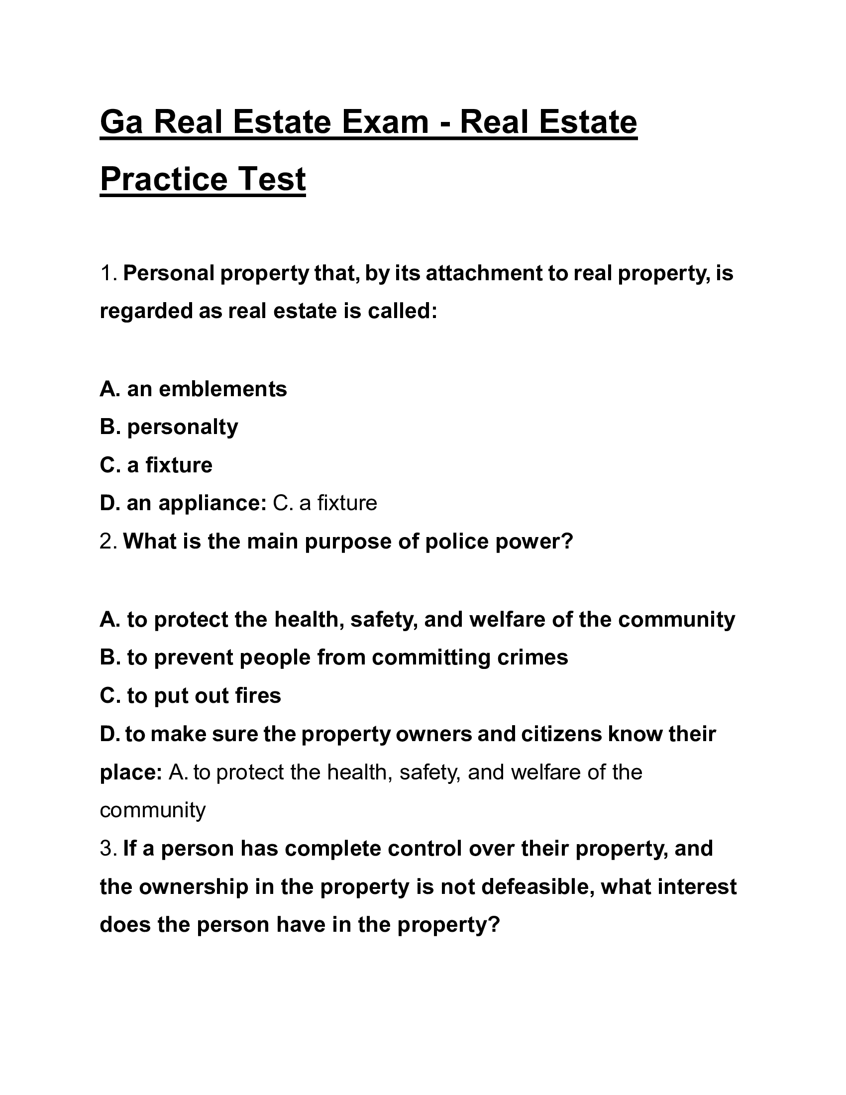 Georgia Real Estate Practice Test 2026 – Complete Questions, Answers & Study Guide