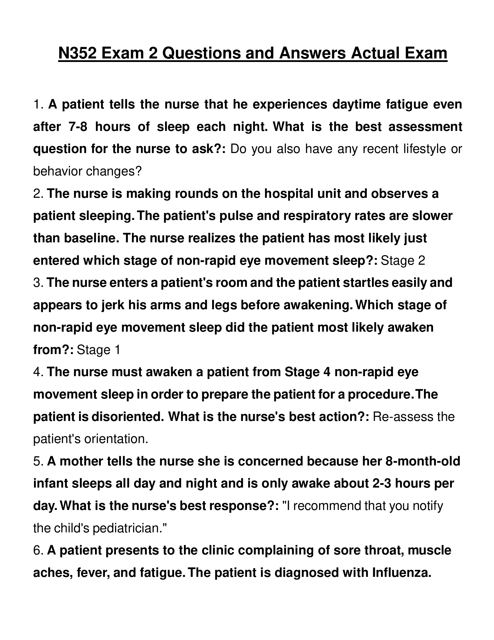 N352 Exam 2 Questions and Answers 2024 Actual Exam