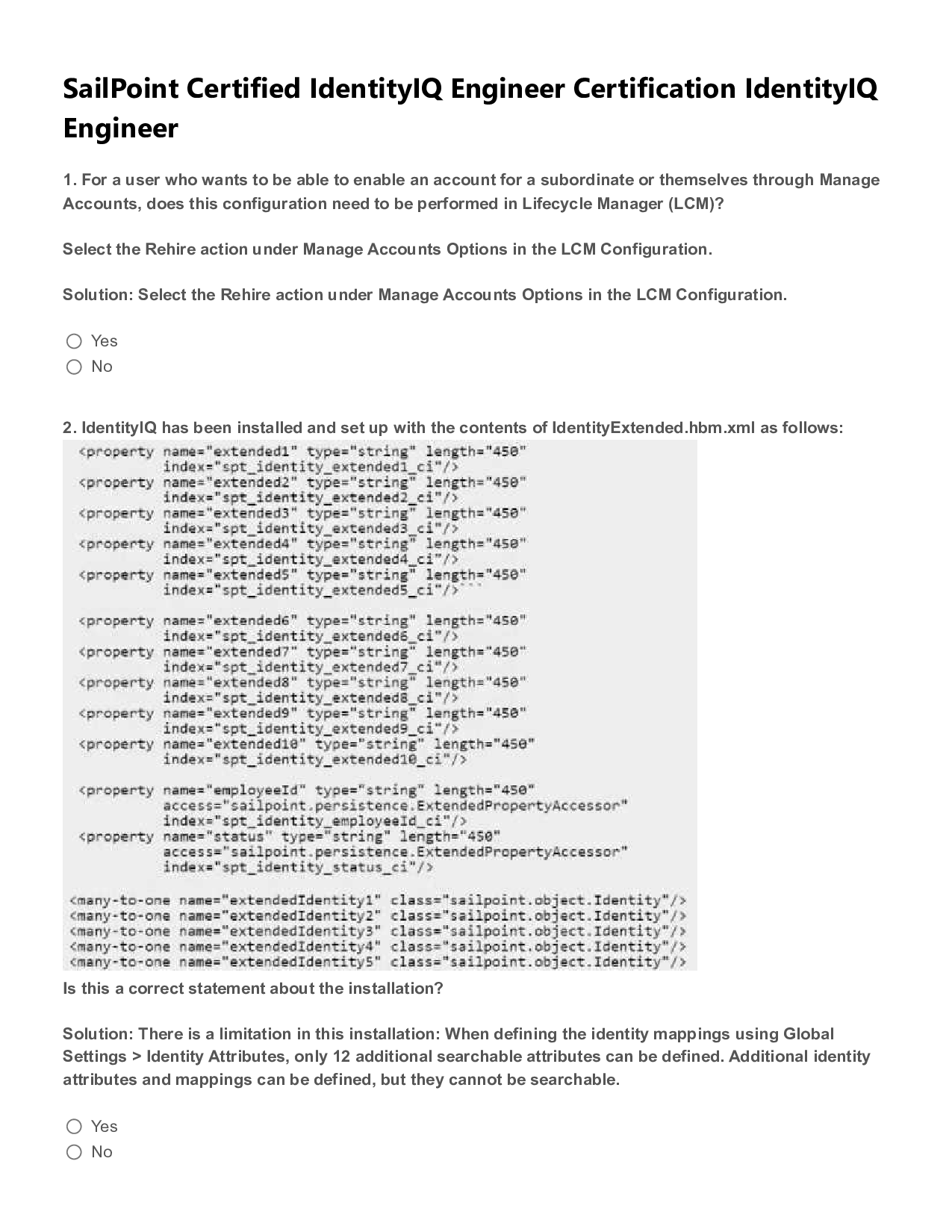 IdentityIQ Engineer Practice Exam – Complete Q&A for SailPoint Certified IdentityIQ Engineer Certification