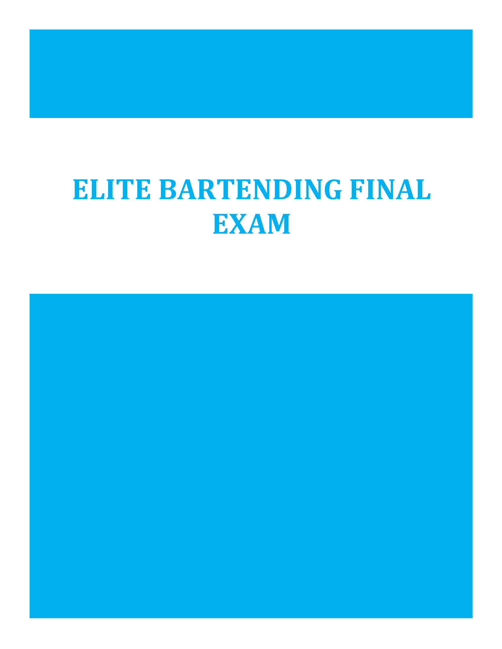 Elite Bartending – Final Exam Study Set – Complete Drink Recipes and Measurements