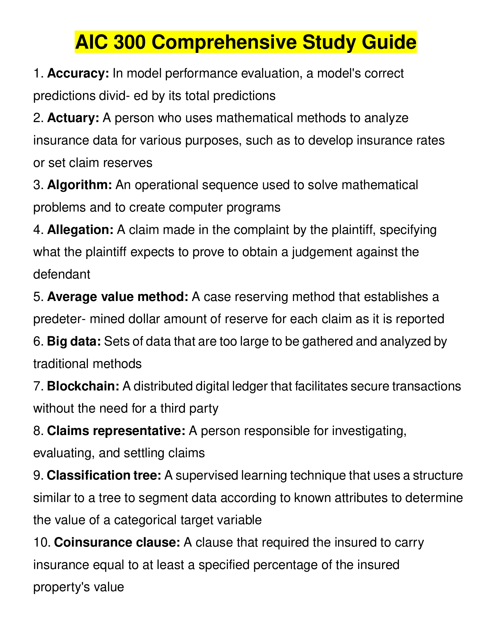 AIC 300 Comprehensive Study Guide