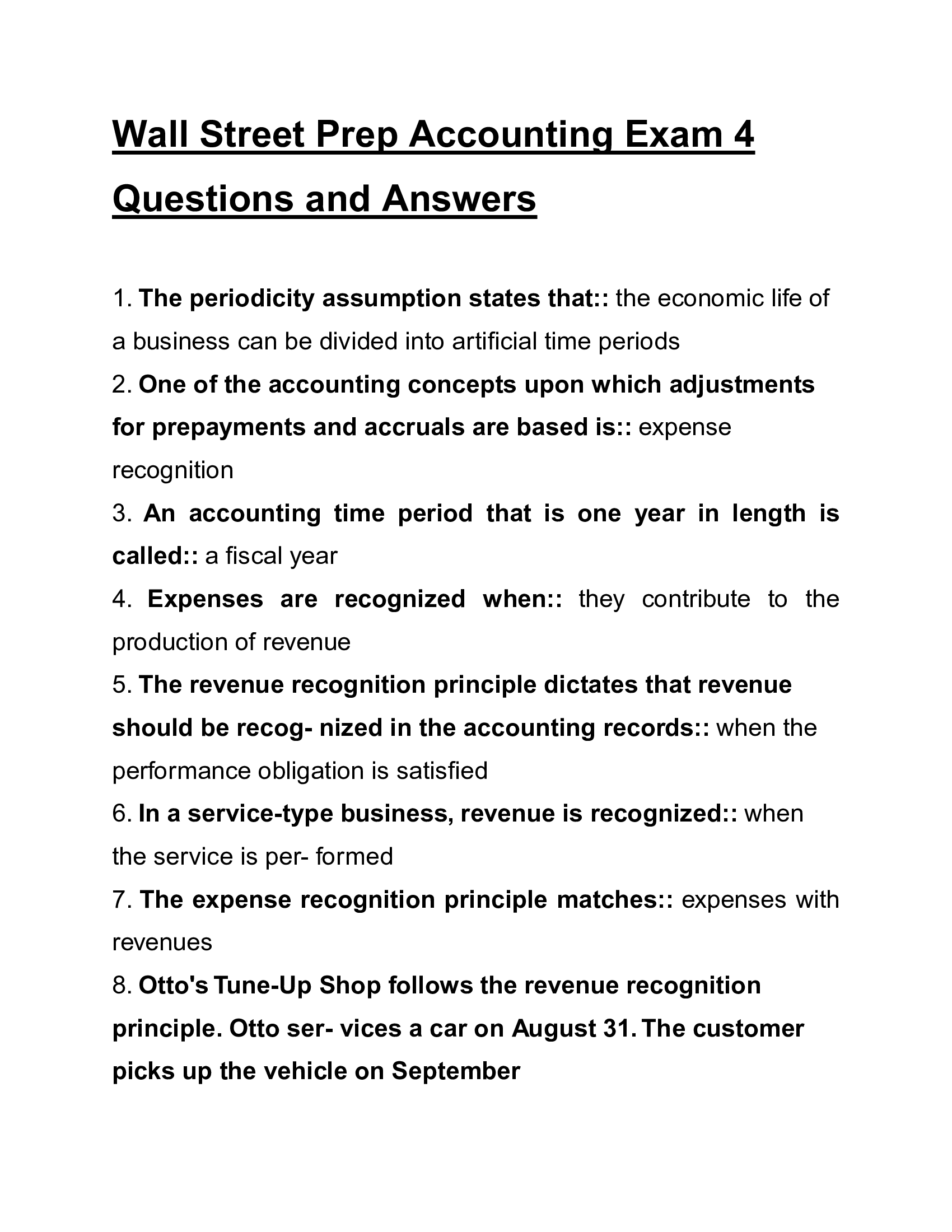 Wall Street Prep Accounting Exam 4 (2026 Version) – Complete Questions & Verified Answers