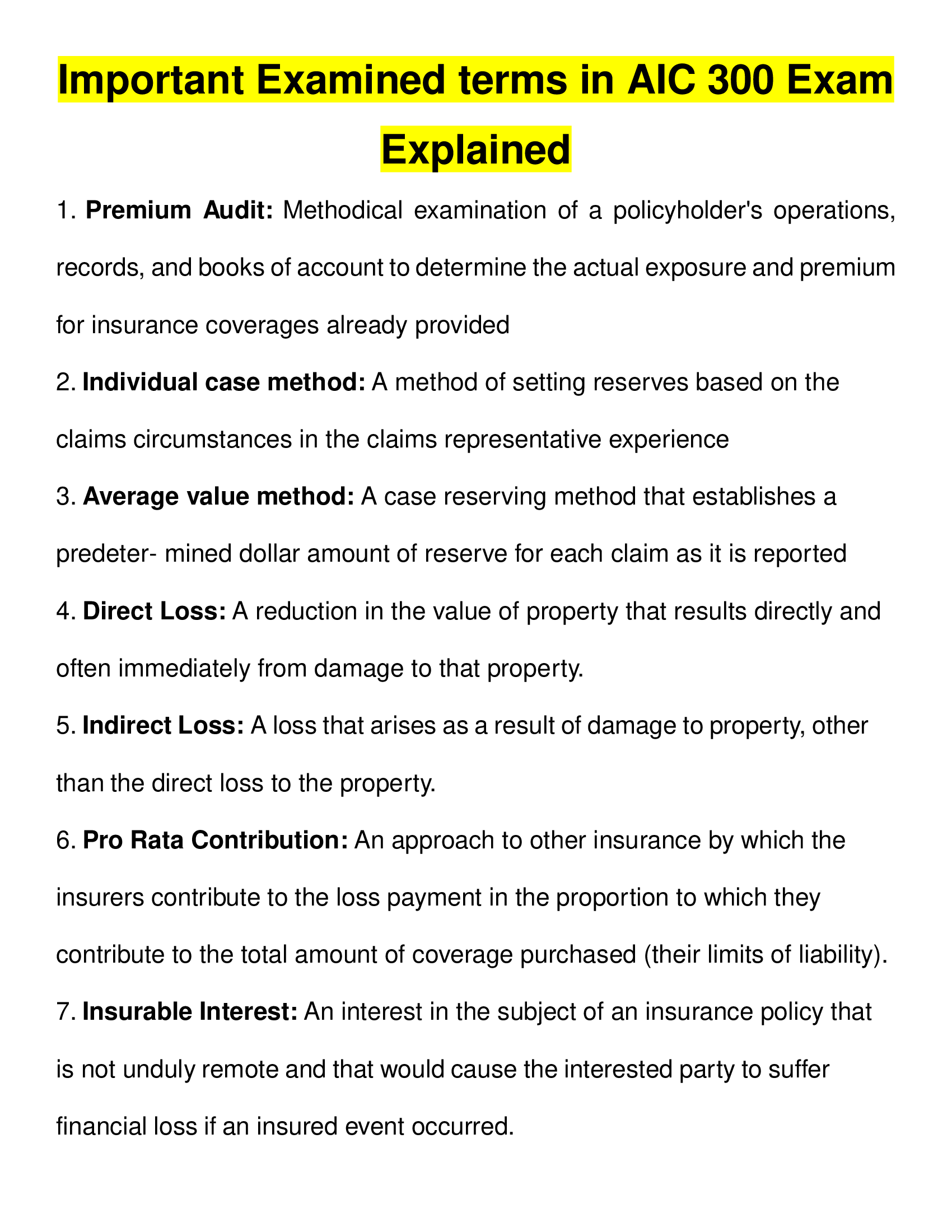 Important Examined terms in AIC 300 Exam Explained