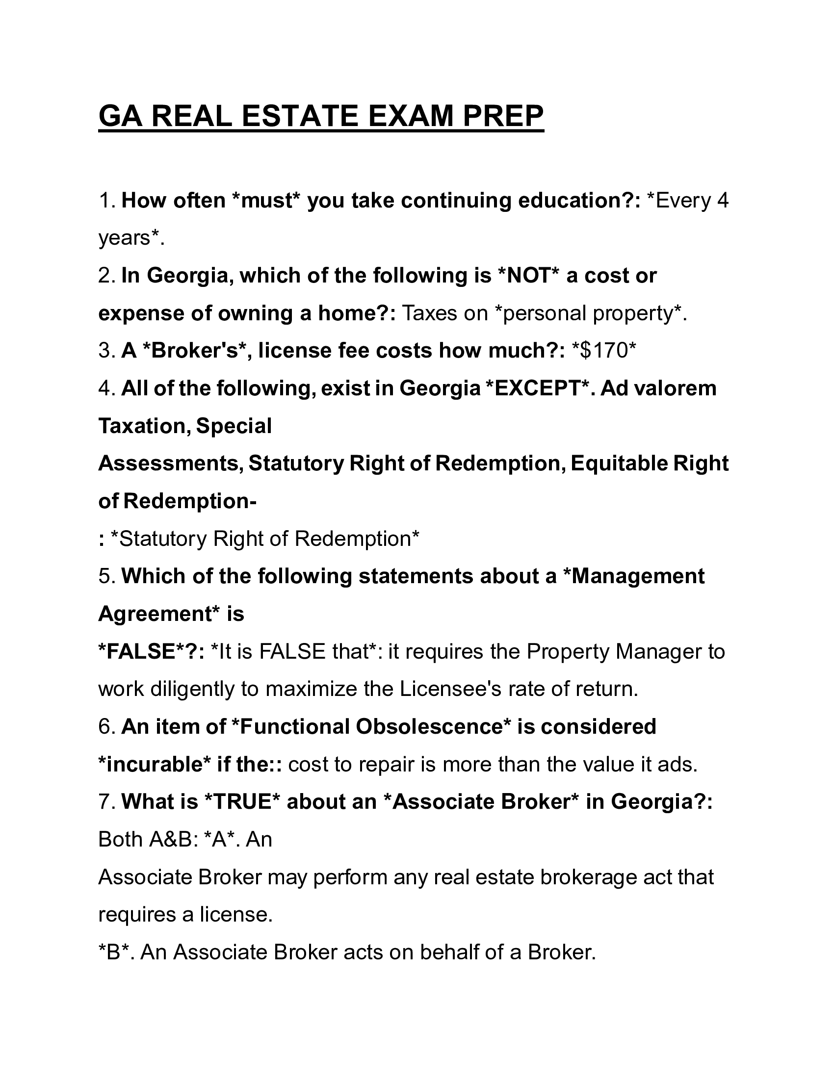Georgia Real Estate Exam Prep 2026 – Full Practice Questions, Q&A & Study Guide