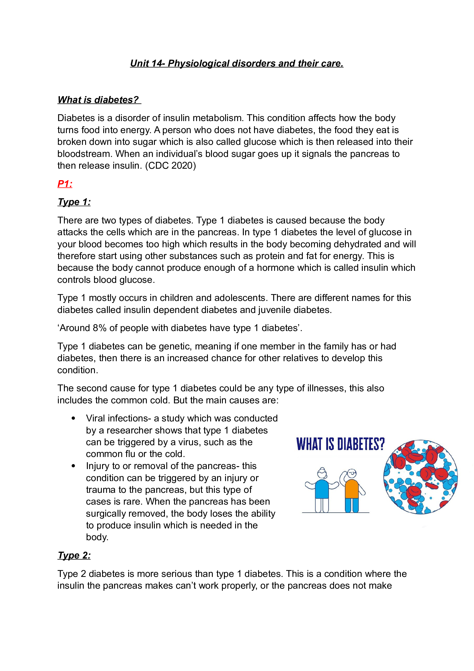 BTEC Health and Social Care Unit 14, Physiological Disorders and Their Care. Distinction