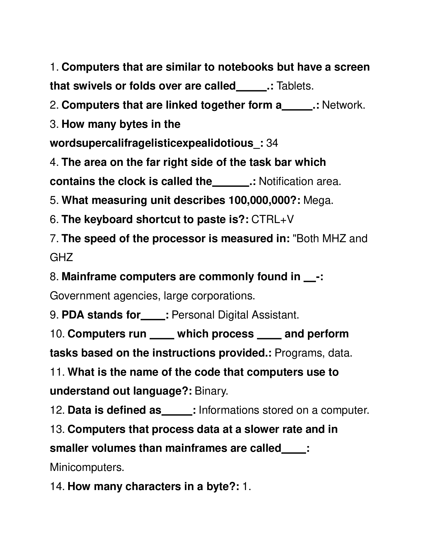 IC3- Computer Fundamentals Practice Exam