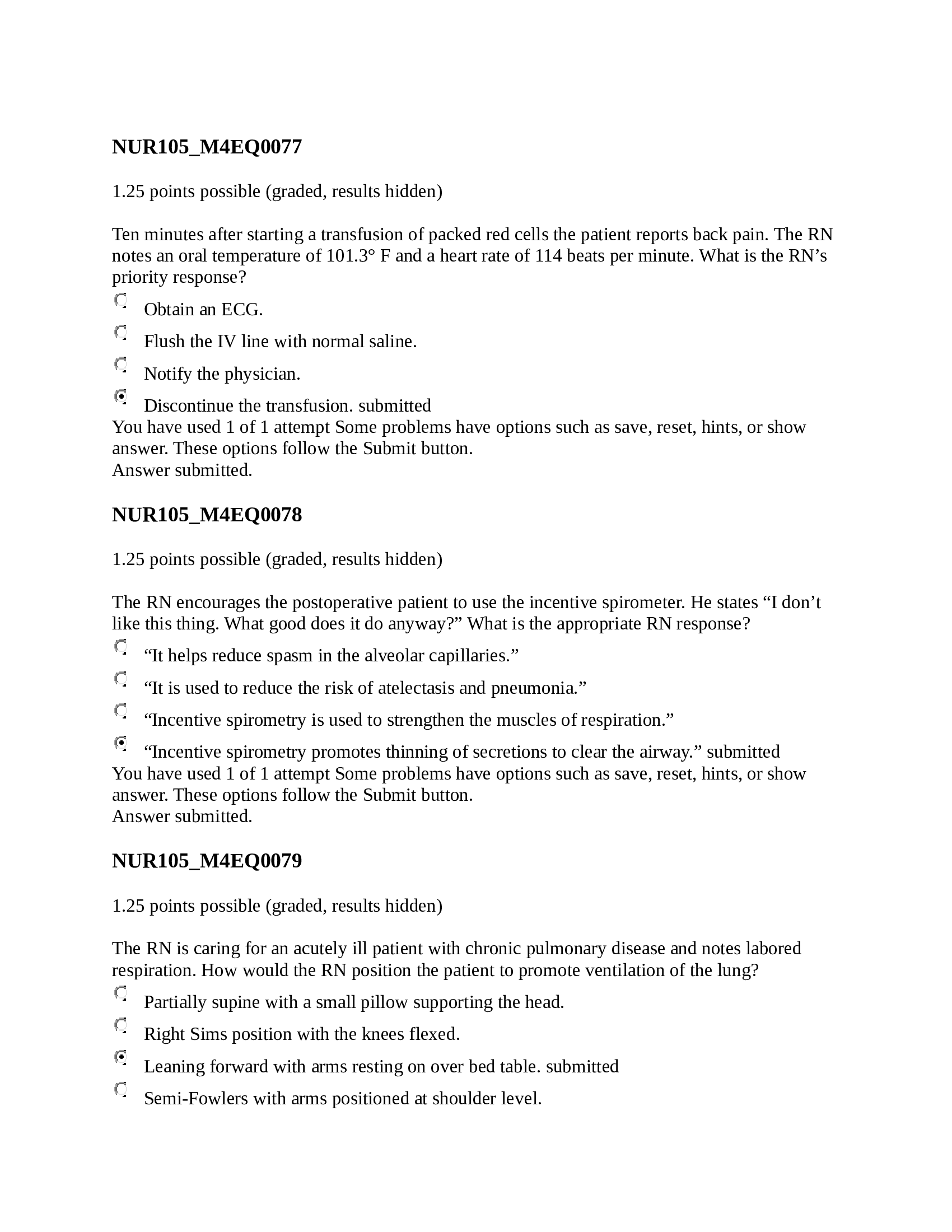 NUR 105, Nursing 105 Exam 2 with answers (Excelsior School)