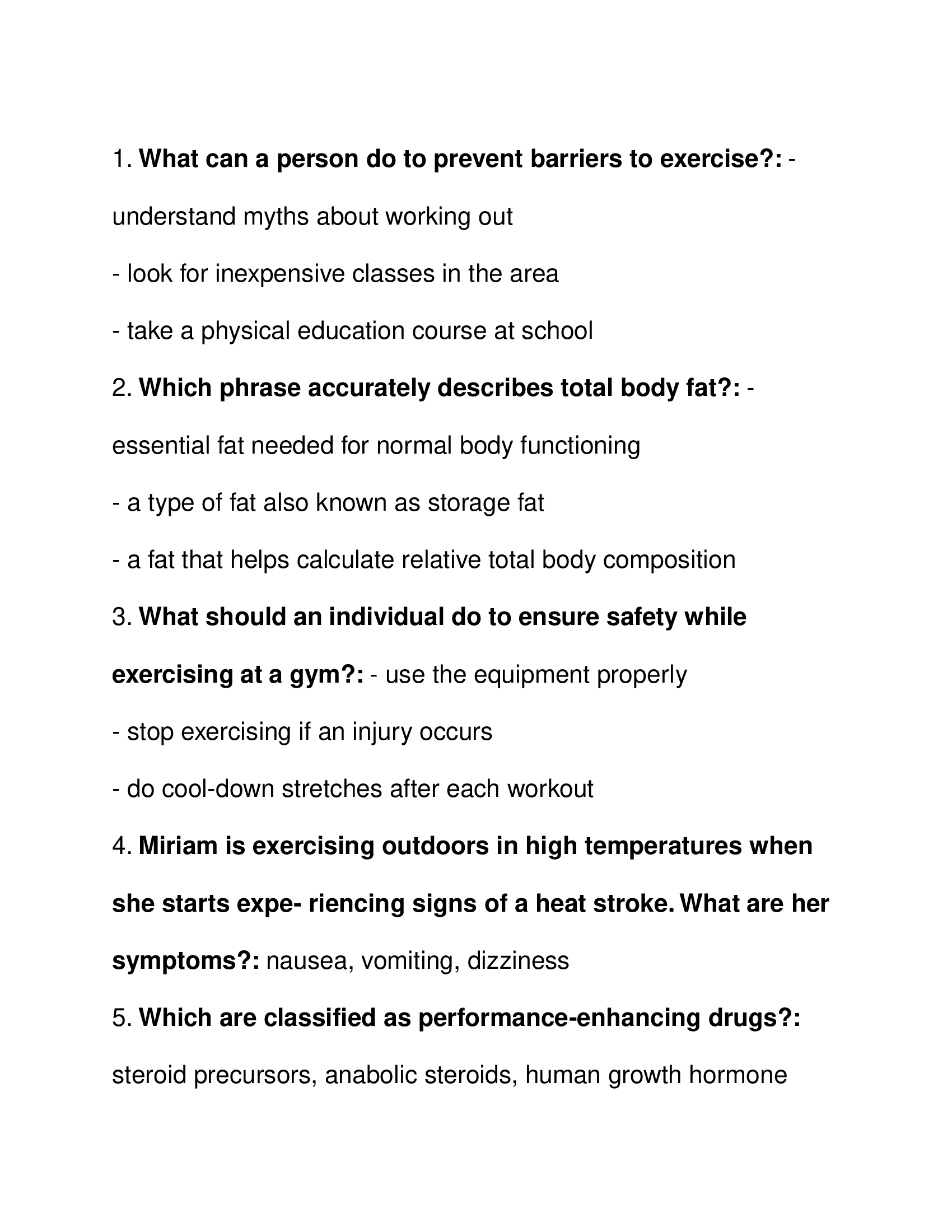 Nutrition and Physical Activity (Unit Test Review) Practice Questions and Answers