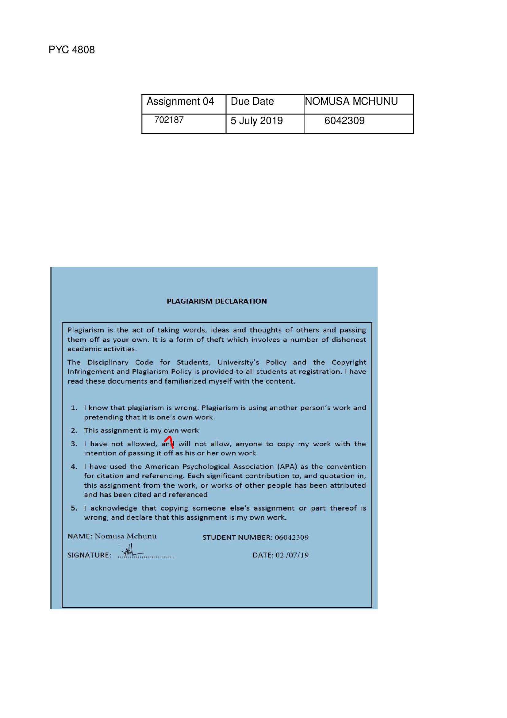 PYC4808 Assignment 4 With Answers 2026