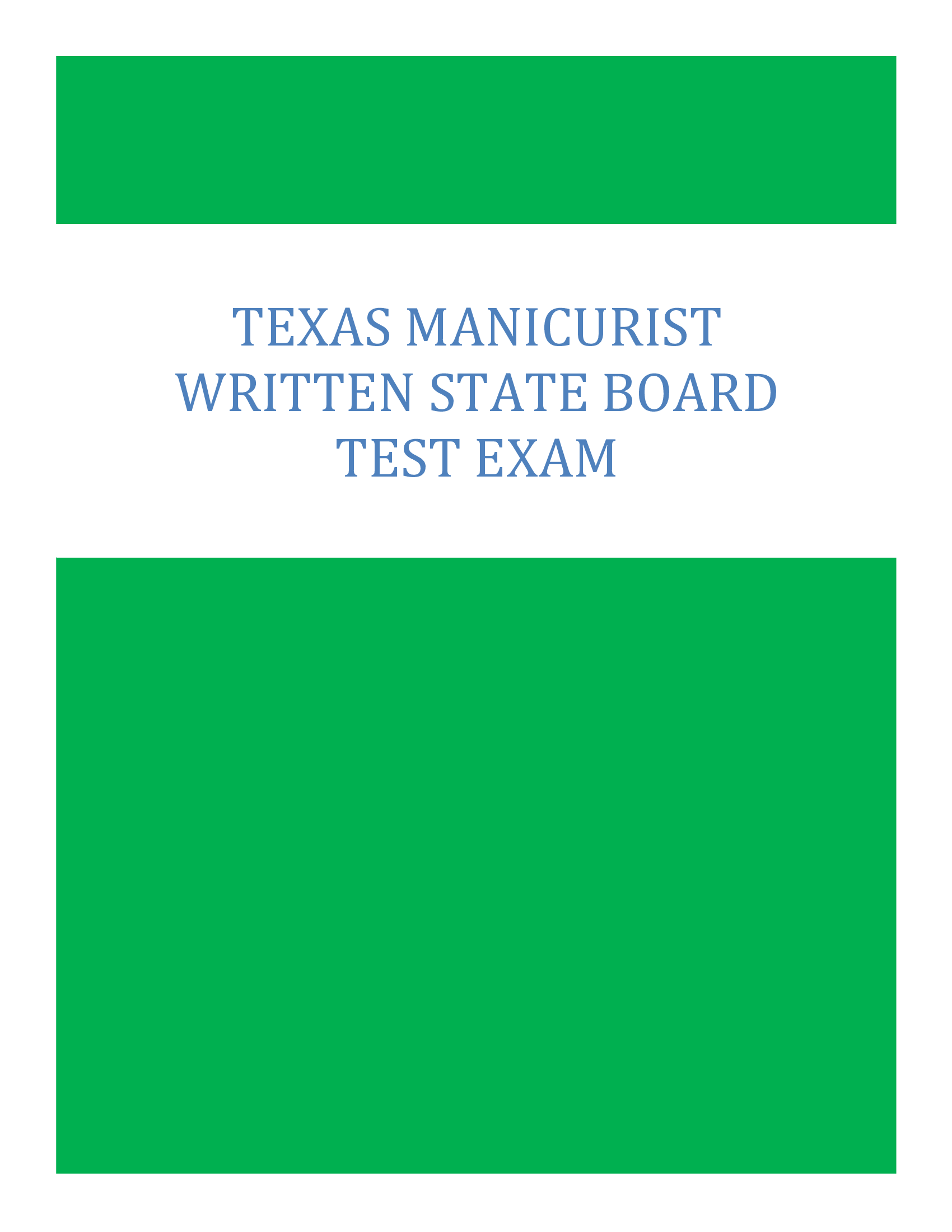 Texas Manicurist Written State Board Test 2024 Questions and Answers