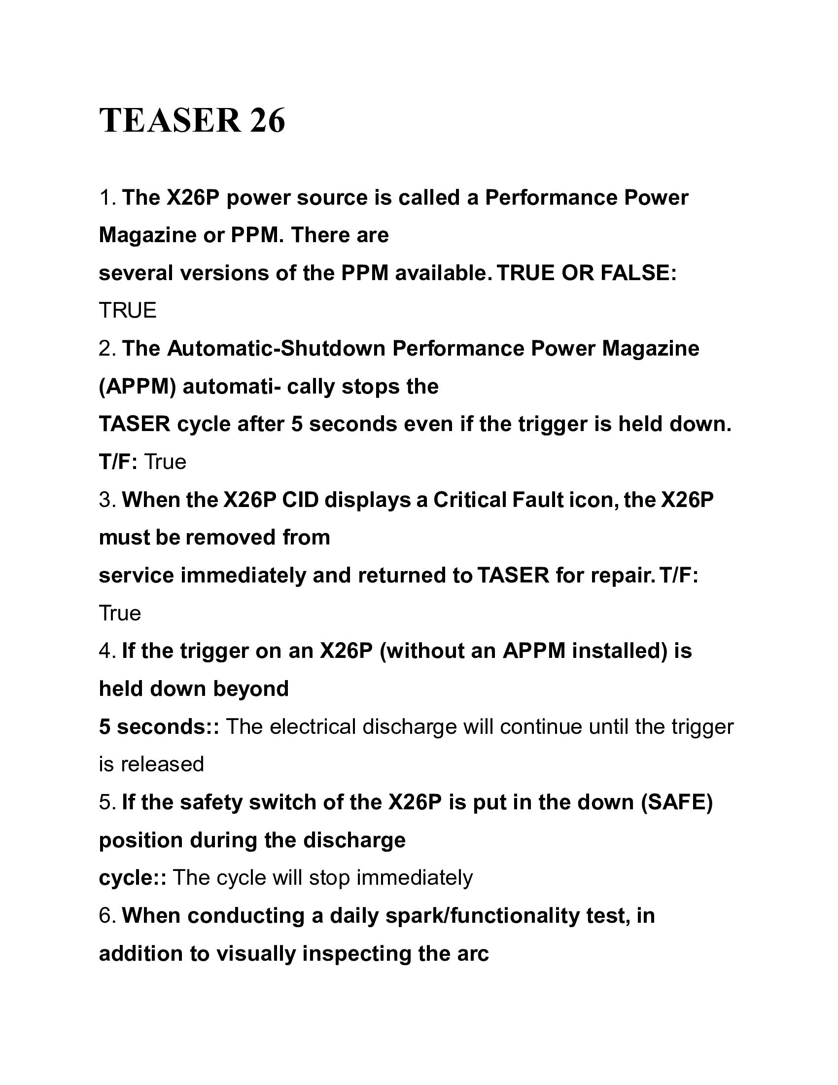 TASER 26 Training Actual Test by Axon Enterprise