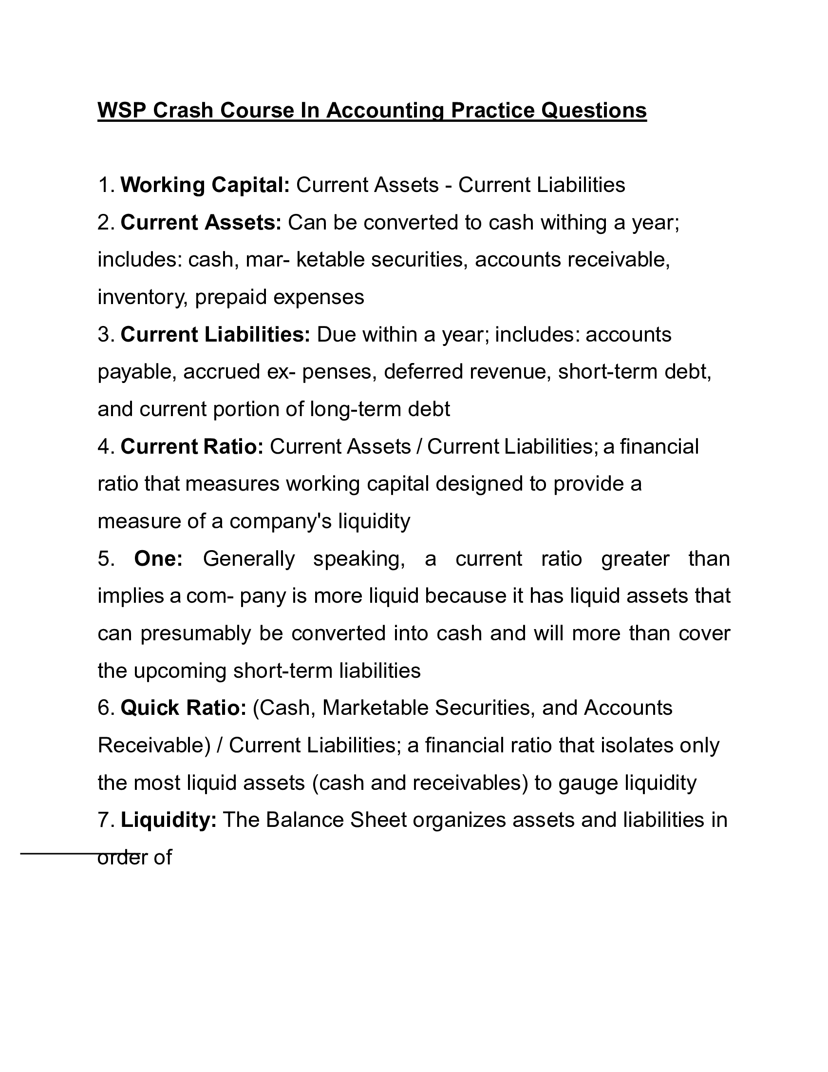 2026 WSP Accounting Crash Course Practice Questions & Verified Answers