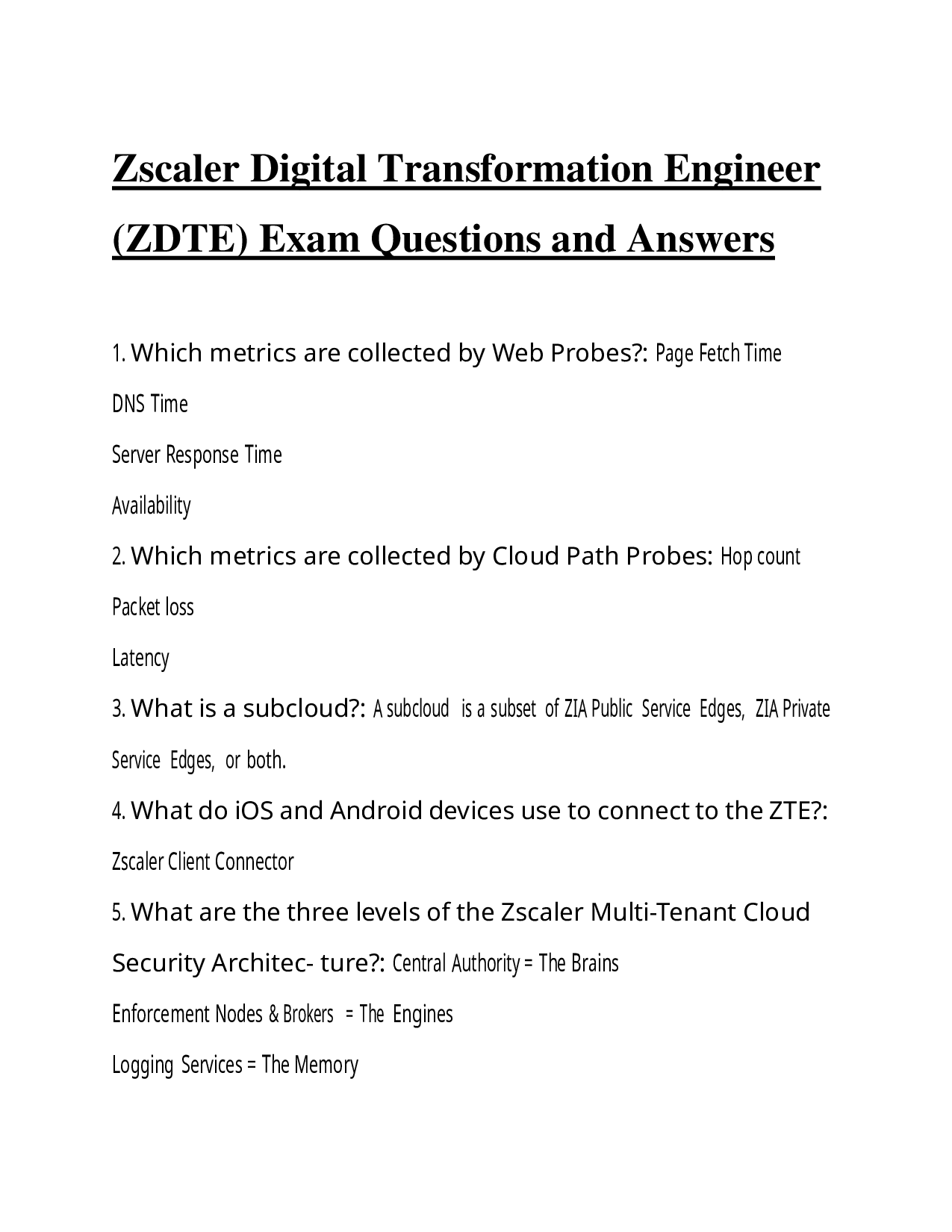 Zscaler Digital Transformation Engineer (ZDTE) Exam Questions and Answers 2025/2026